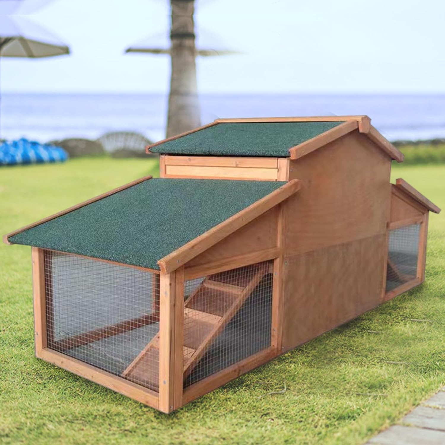 Yehha Rabbit Hutch, Two Floors 91" Outdoor Bunny Hutch with