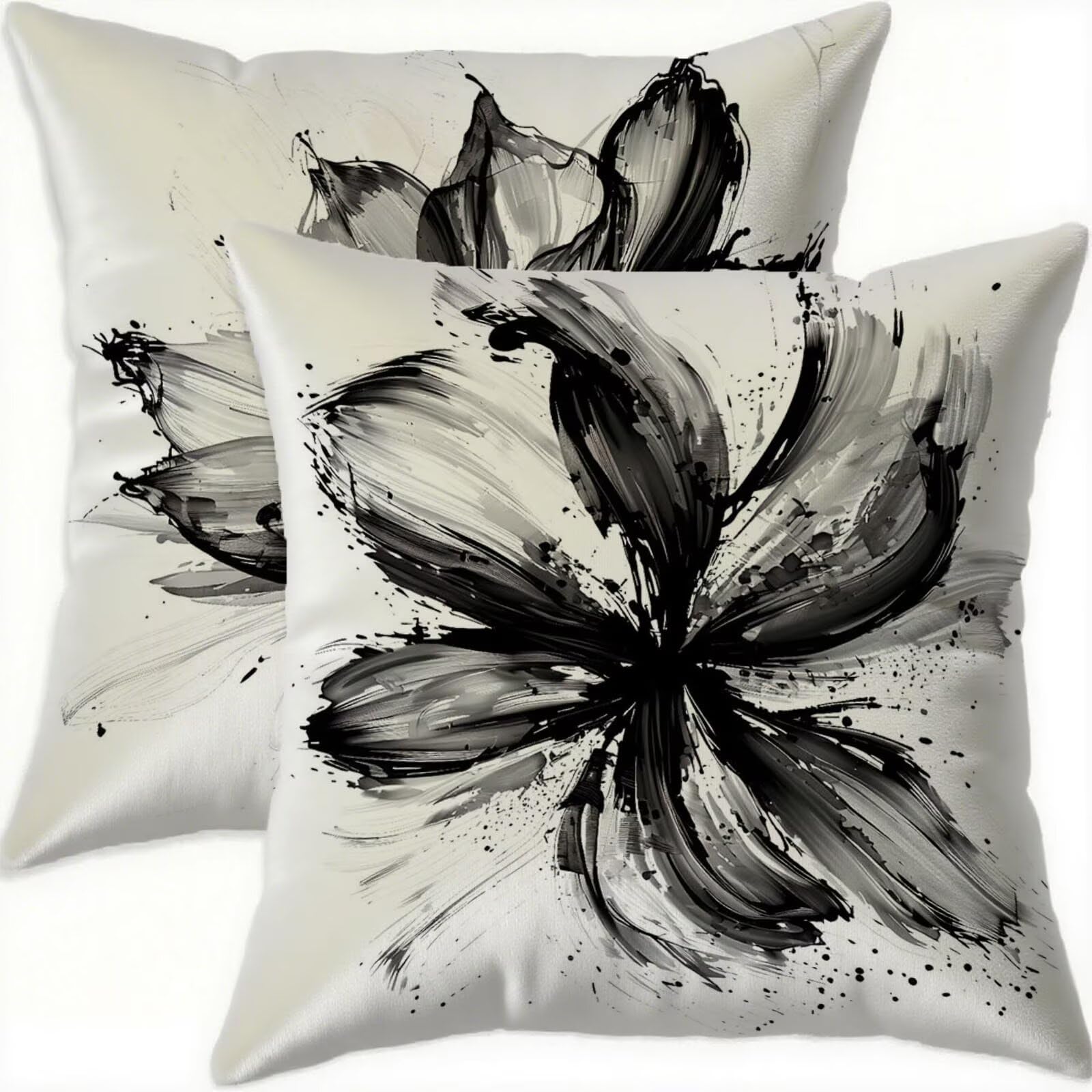Housse coussin 60x60 taie oreiller velours noir imperméable lot de 2