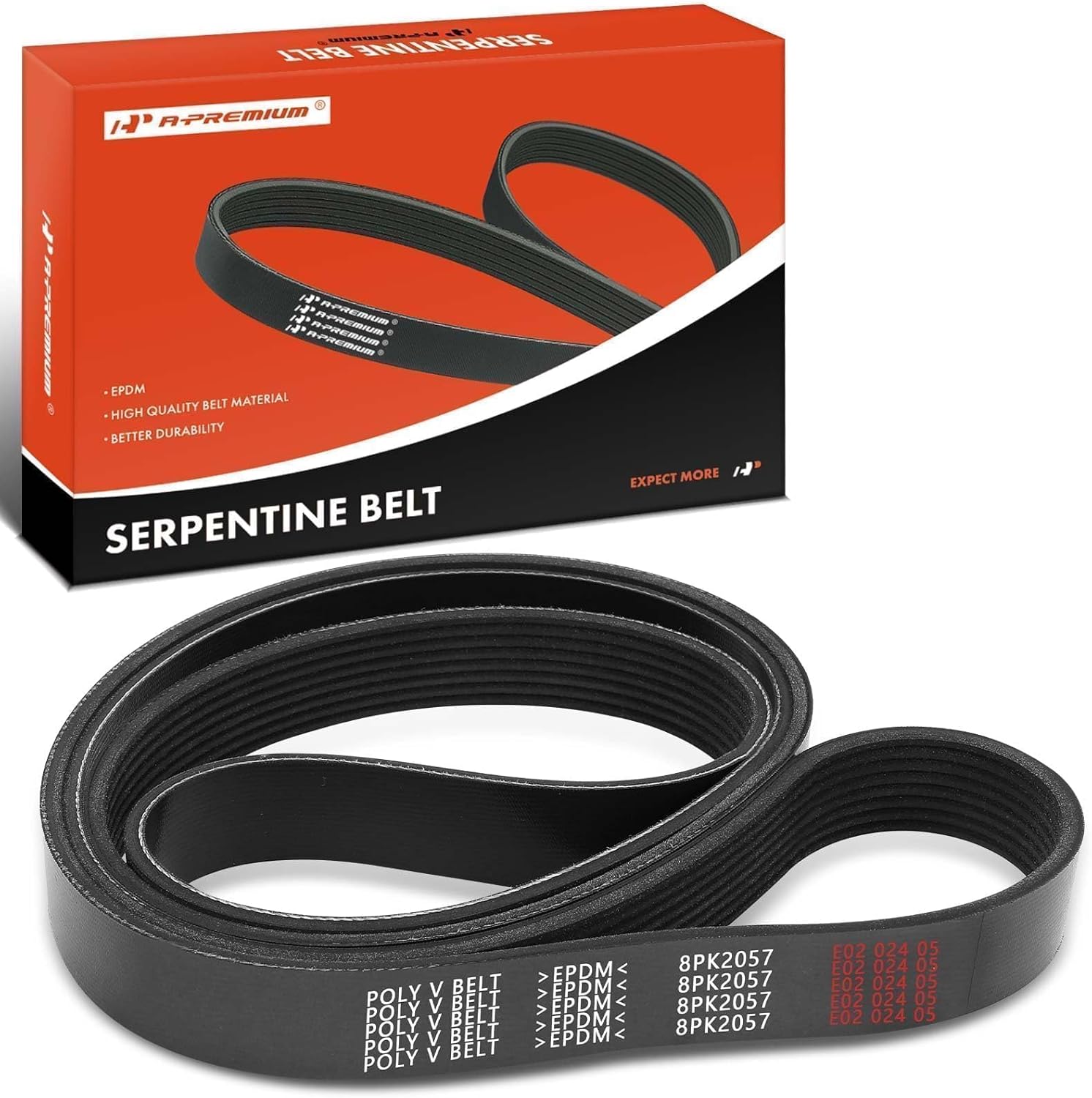 A-Premium 81.04 Inch Heavy-Duty Serpentine Belt Compatible with 1994-2002 Dodge Ram 2500 3500 with Cummins Diesel 5.9L 12V/24V, Engine Serpentine Drive Belt, Replace 8PK2058HD