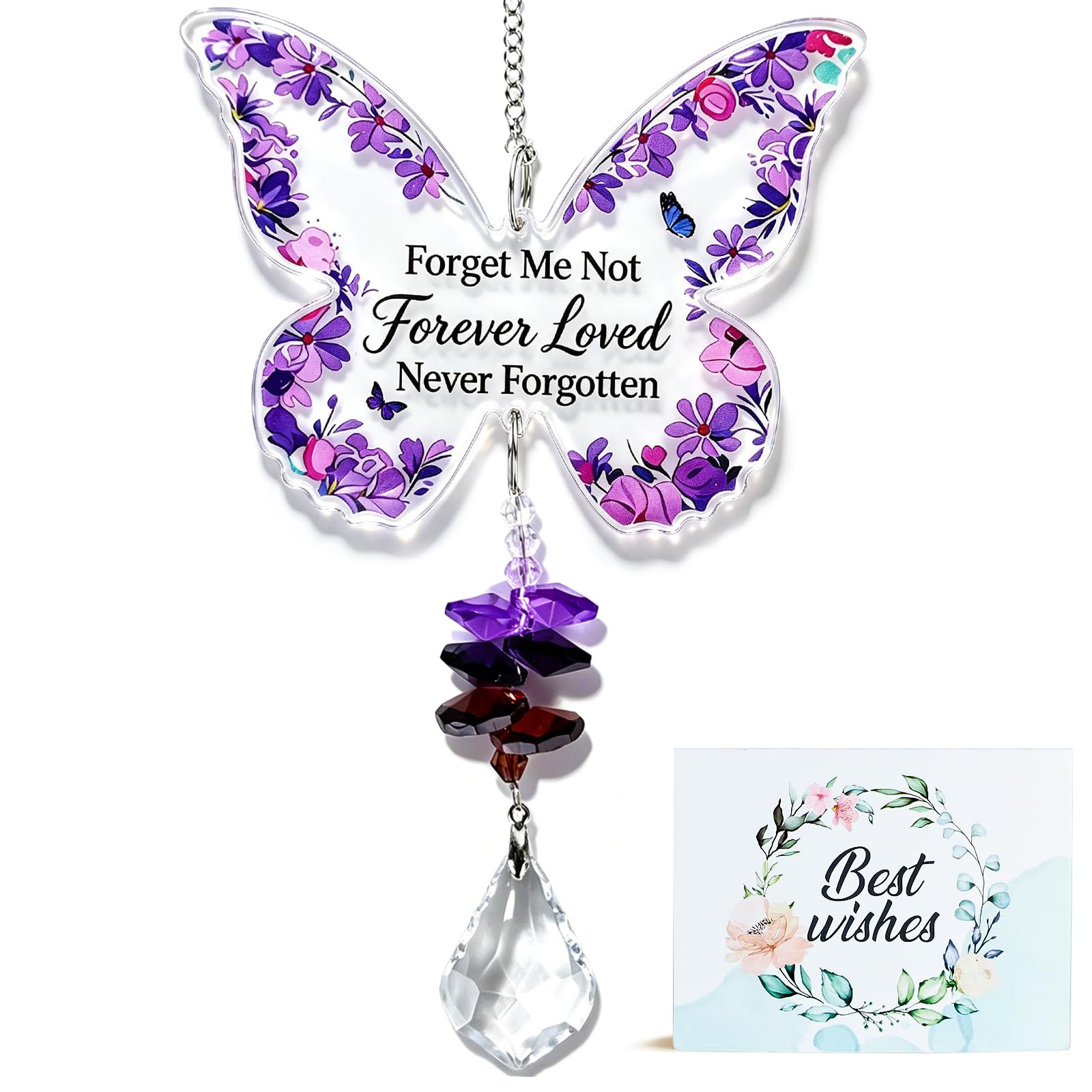 Mitibet 2 Pcs Memorial Butterfly Gifts, Bereavement Hanging Ornaments