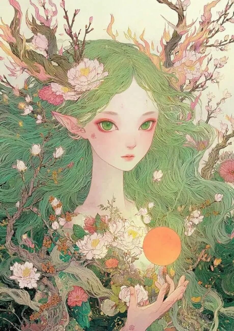 Henypt Cross Stitch Kits Anime elf DIY Arts Aand Craft Kit for Beginners The Elderly with Accessories Home & Leisure/Gifts 14CT 30x40cm