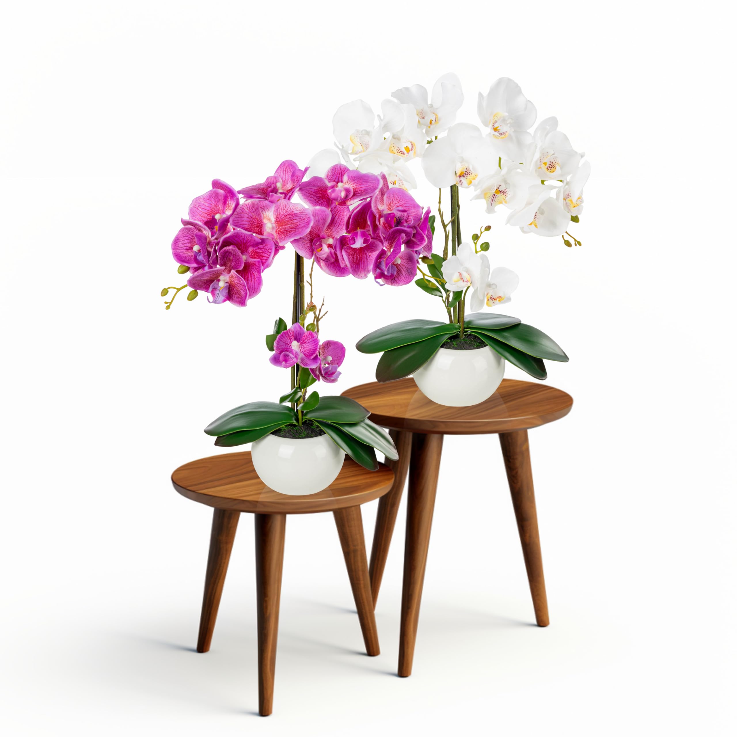 PASCH® Zestaw 2sztucznych orchidei w ceramicznych doniczkach o wysokim połysku (40 cm) | sztuczne kwiaty w doniczce
