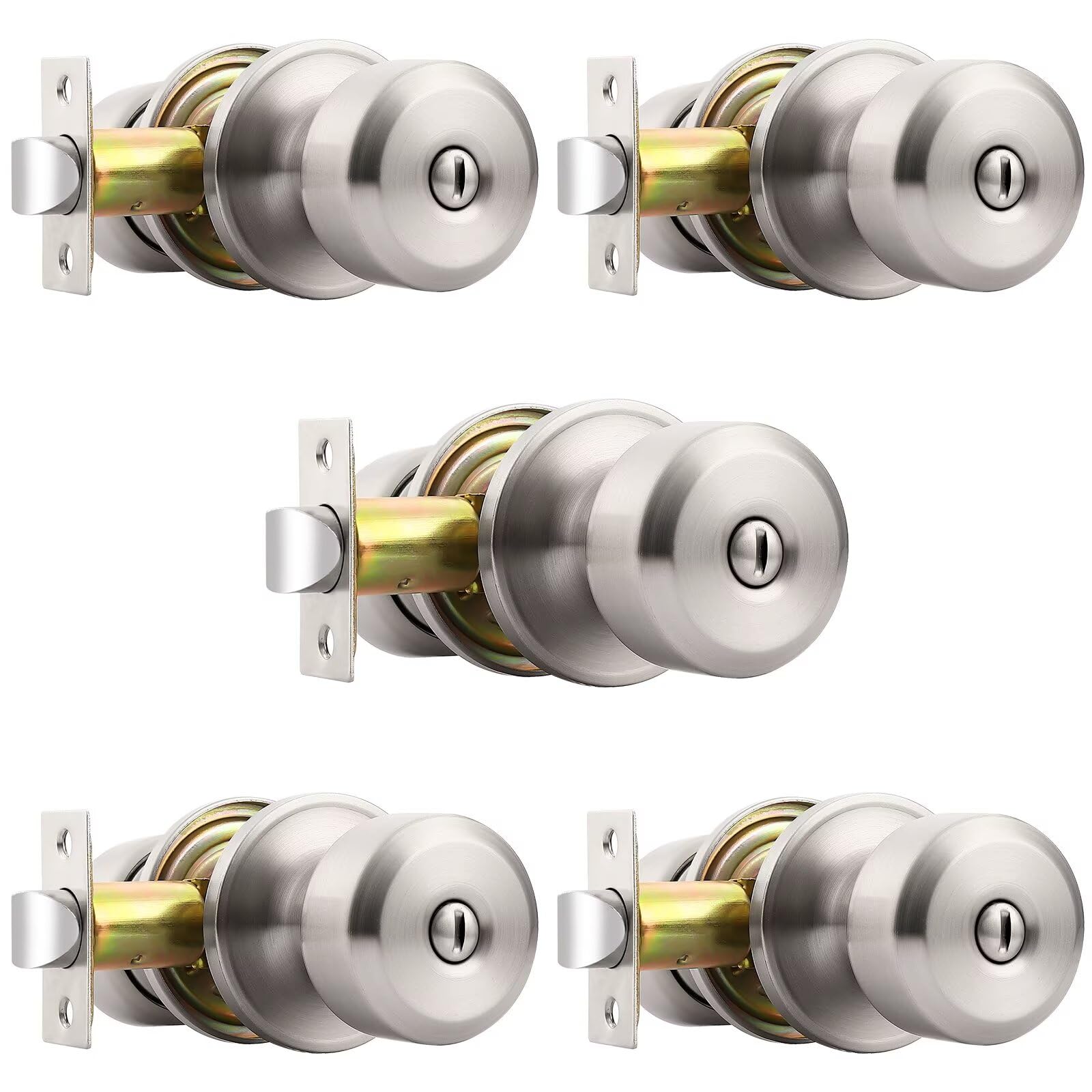 Bouton de porte sans clé pour éviter les blocages, lot Probrico nickel brossé intérieur