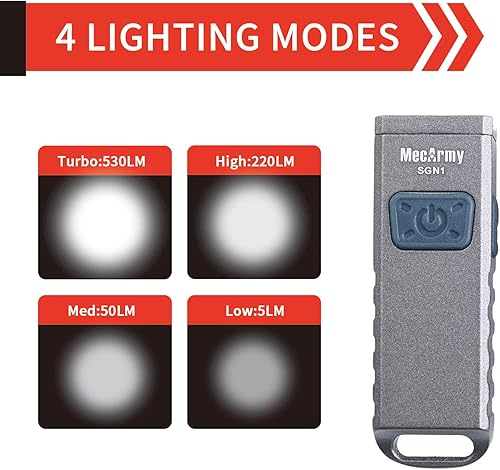 Miniatura 9 de MecArmy SGN3 Mini llavero portátil recargable por USB, multifuncional, con luz ultravioleta + roja + luz blanca para seleccionar, CREE LED con 160