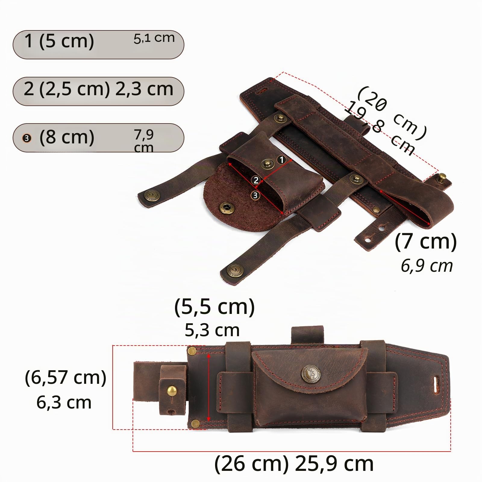 Tourbon - Fodero in pelle per coltello a lama fissa da portare sulla cintura, fodero dritto per coltello con supporto per accendino e tasca