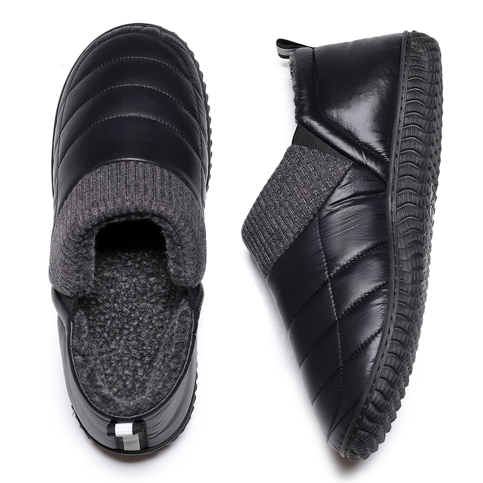 Git-up Memory Schaum Pantoffeln Warm Daunenschuhe Herren Gestrickt Hausschuhe mit Elastischen Gores, Indoor/Outdoor Außensohle für wandern, camping