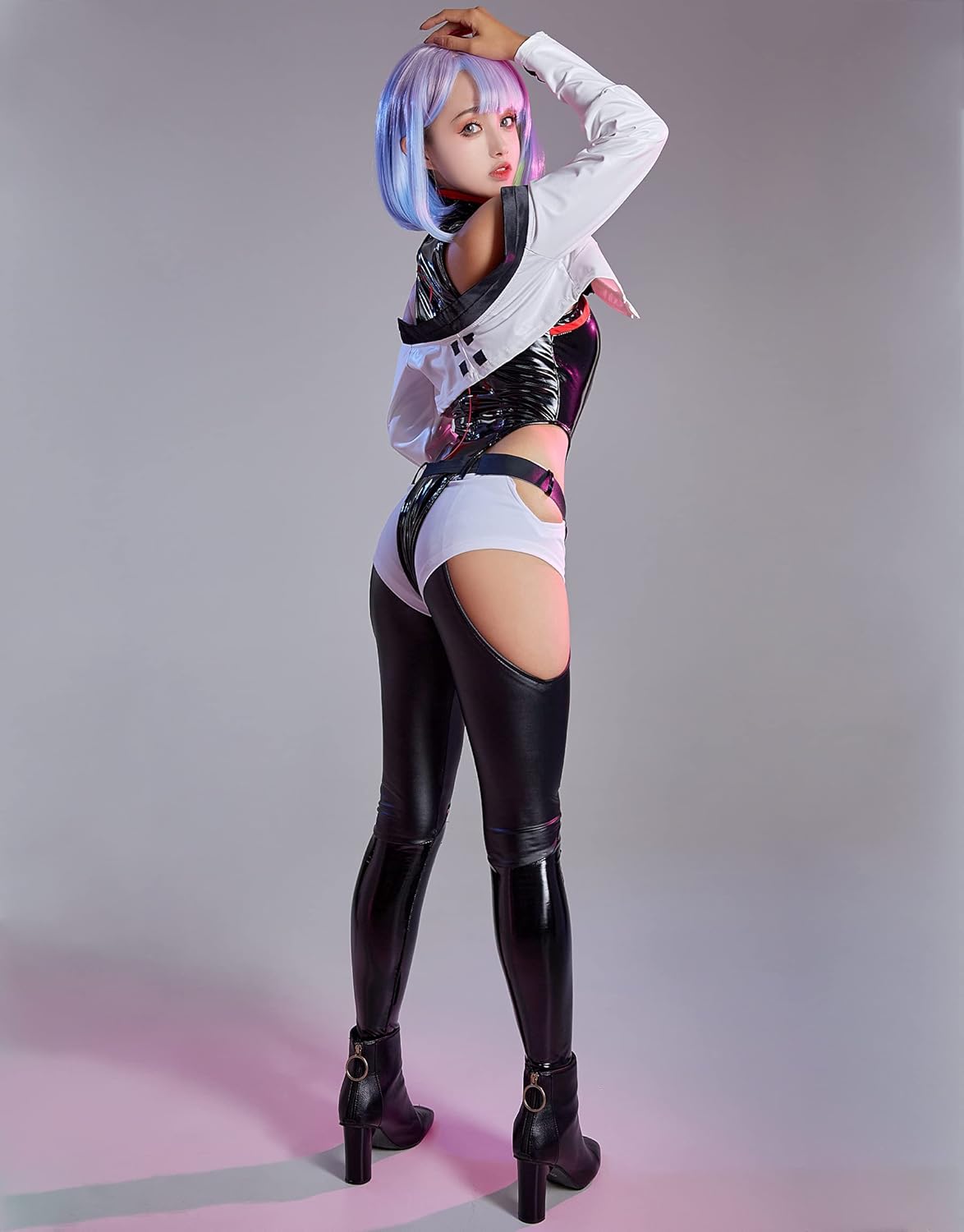 Cosplay.fm Women’s Cosplay Costume PU leather Bodysuit Set Anime Cosplay Outfit Punk Bodysuit - Image 6