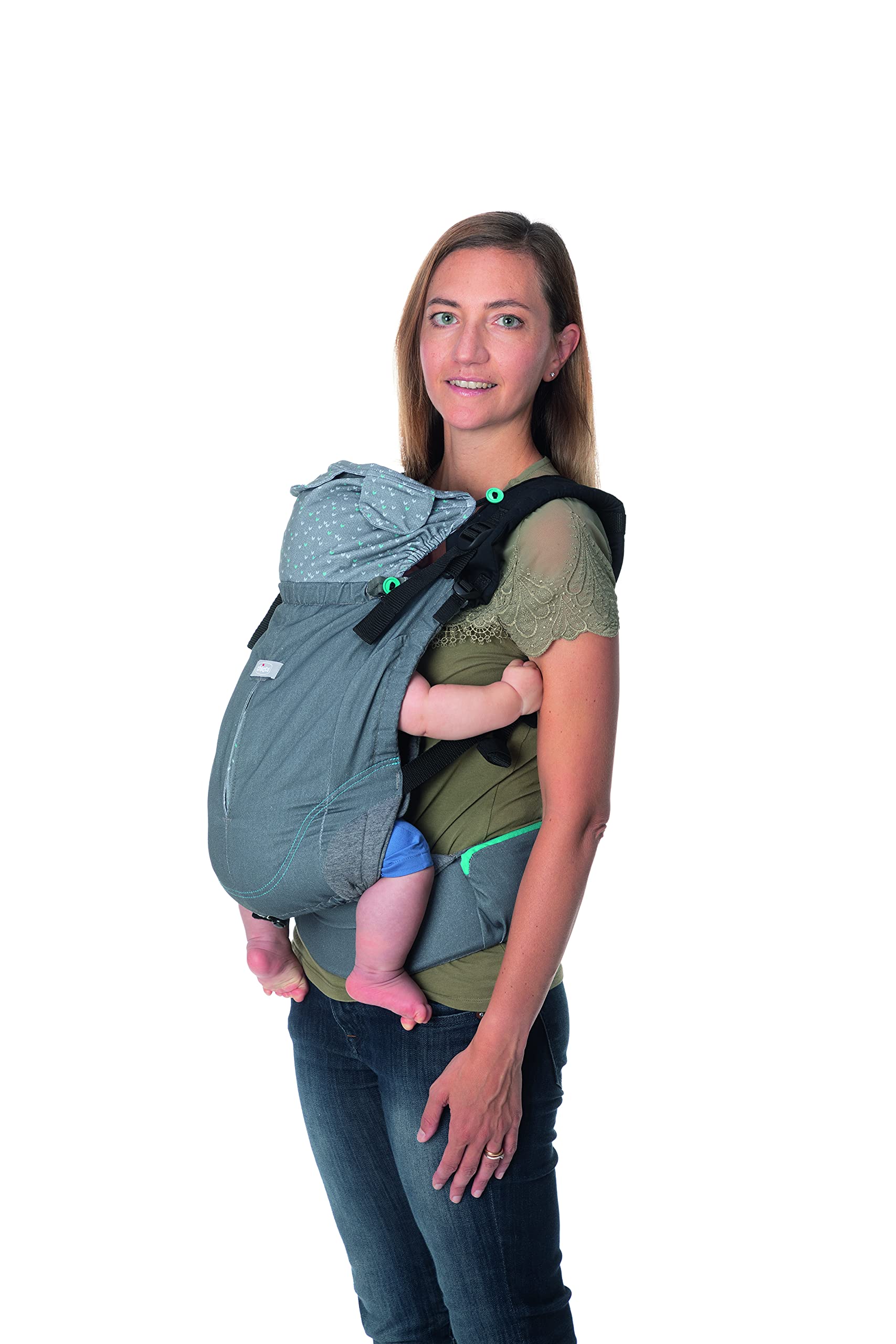 Chicco Ergonomiczne Nosidełko Myamaki Fit, Nosidło Na Plecy, Od Urodzenia do 15 kg, Wielofunkcyjna Ewolucyjna Chusta do Noszenia Dzieci z Regulowanym Siedziskiem i Panelem, Podparcie Pleców i Szyi