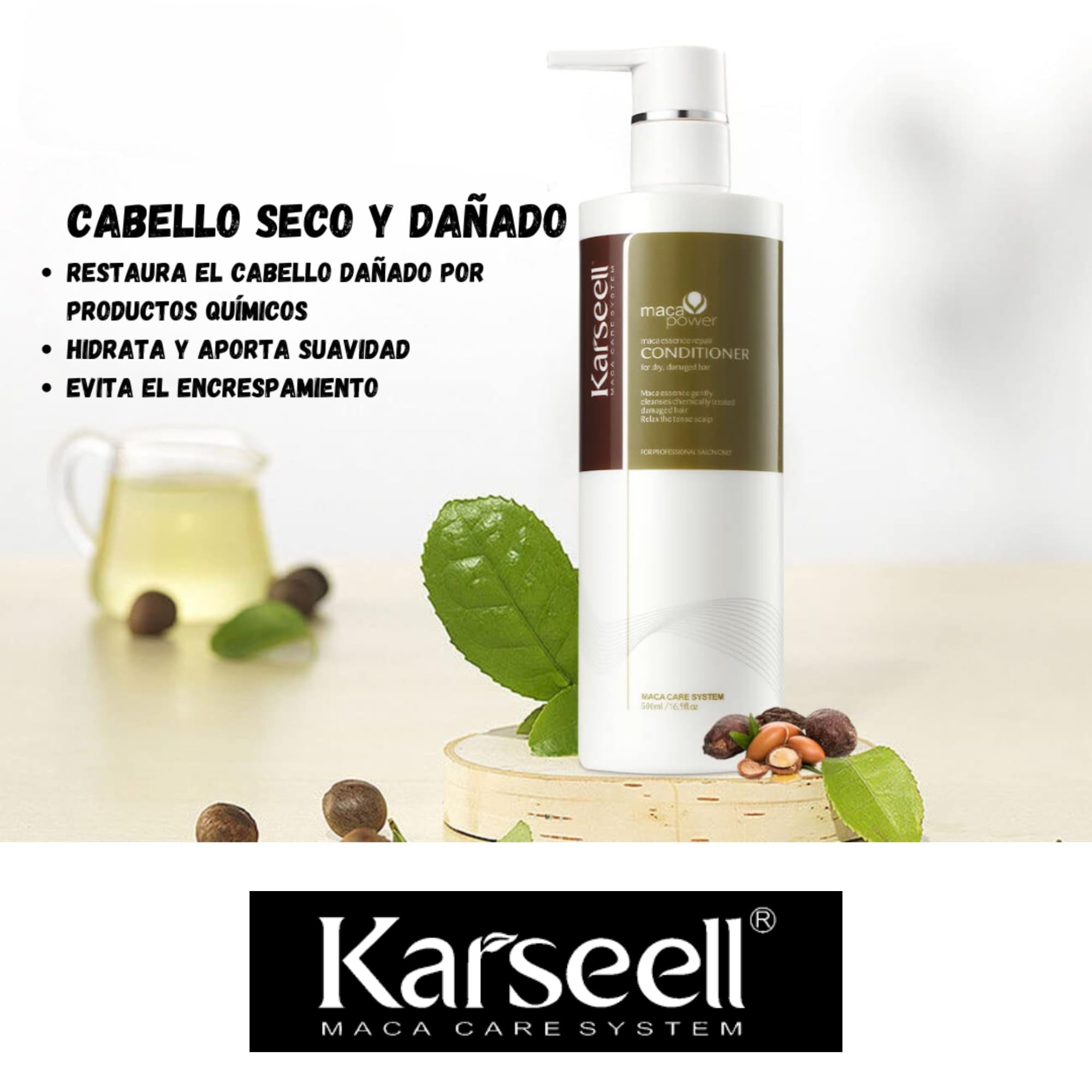 Karseell MACA CARE SYSTEM Zestaw Pielęgnacyjny Maska z Kolagenem Serum z Olejkiem Arganowym Szampon Nawilżający Odżywka Regenerująca Odżywienie Wzmocnienie Nawilżenie Suche Zniszczone Włosy