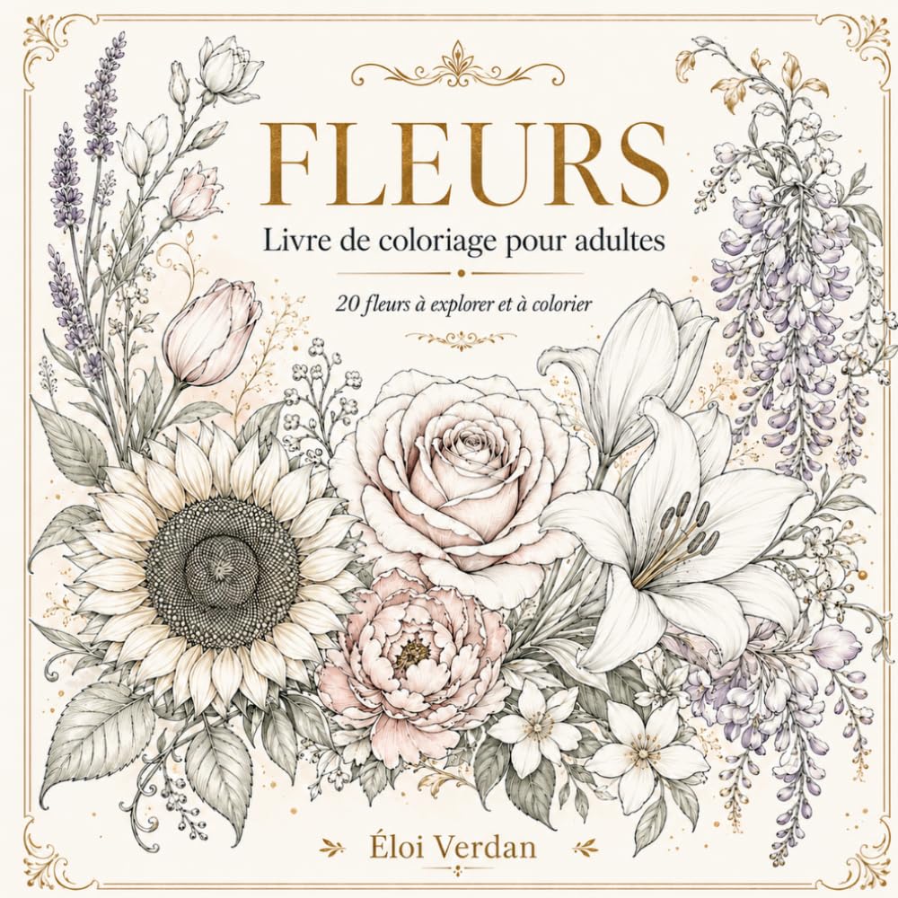FLEURS: Livre de coloriage pour adultes
