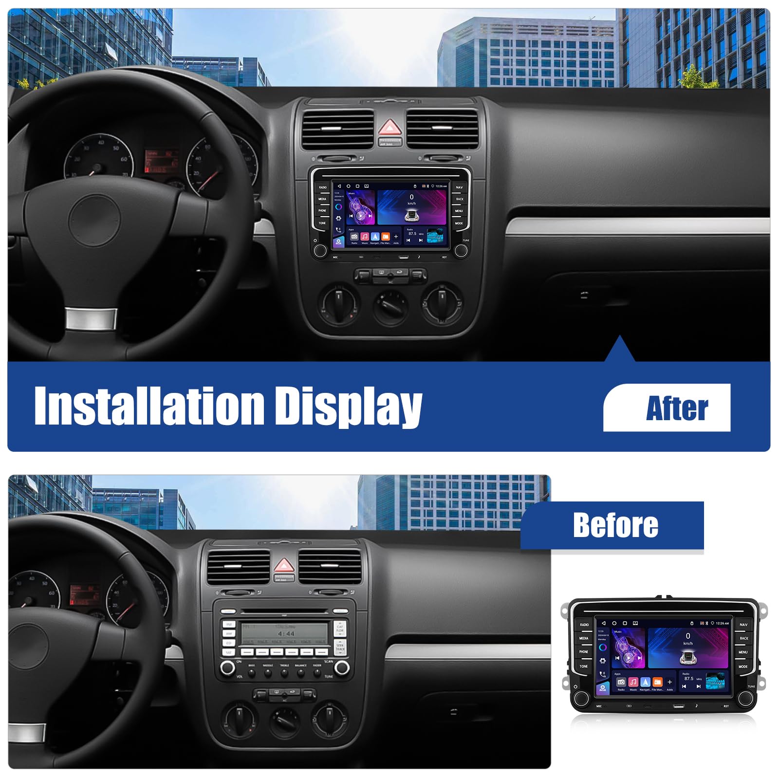 CAMECHO 7 Pollici Radio Auto VW Golf 5 6 Tou-ran Polo - Dettaglio