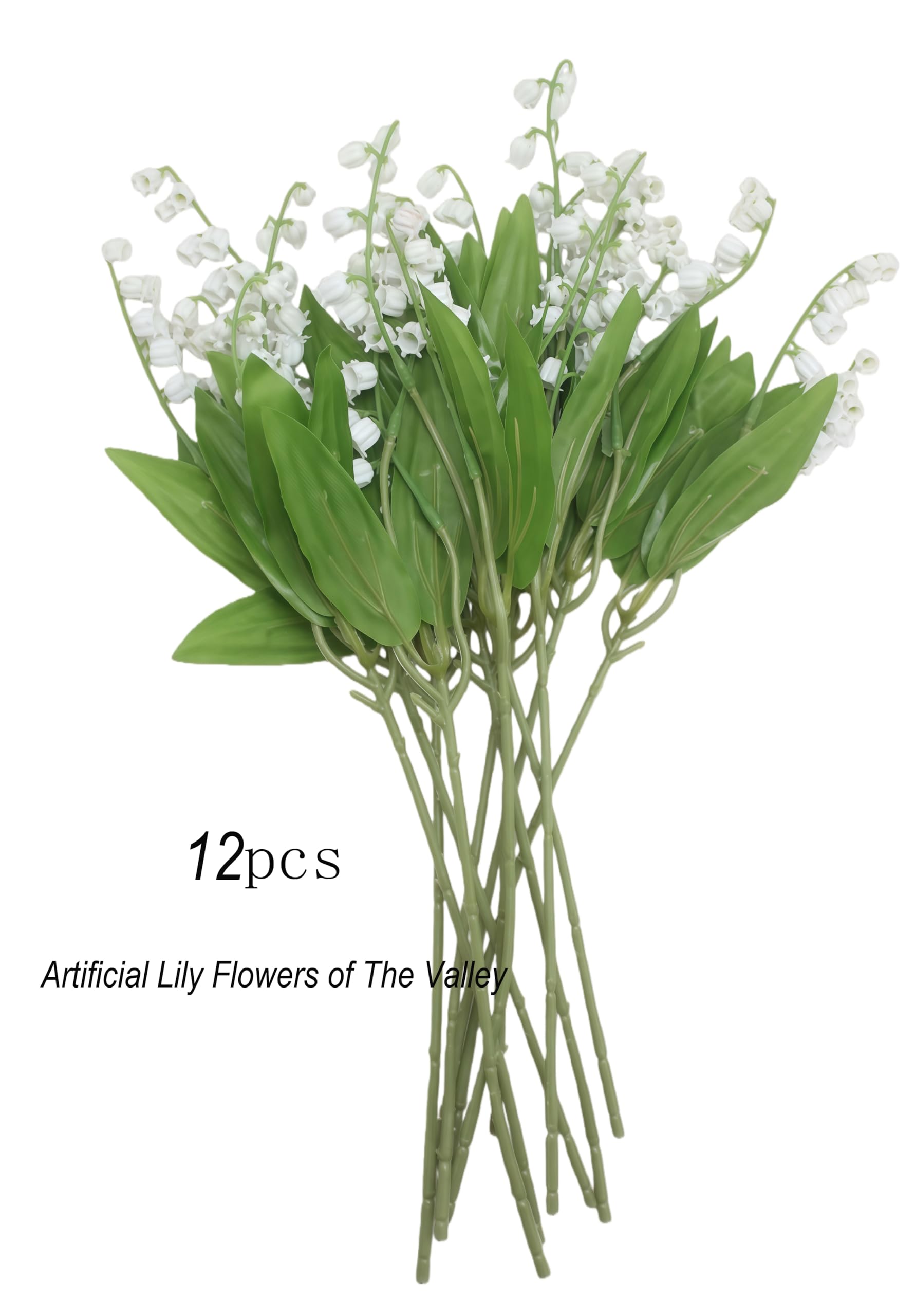 Künstliche Maiglöckchen Blumenstrauß Kunstblumen Glocke Orchidee Hochzeit Blumenstrauß Mai Blume für Zuhause Hochzeit Party Garten (12, Weiß)