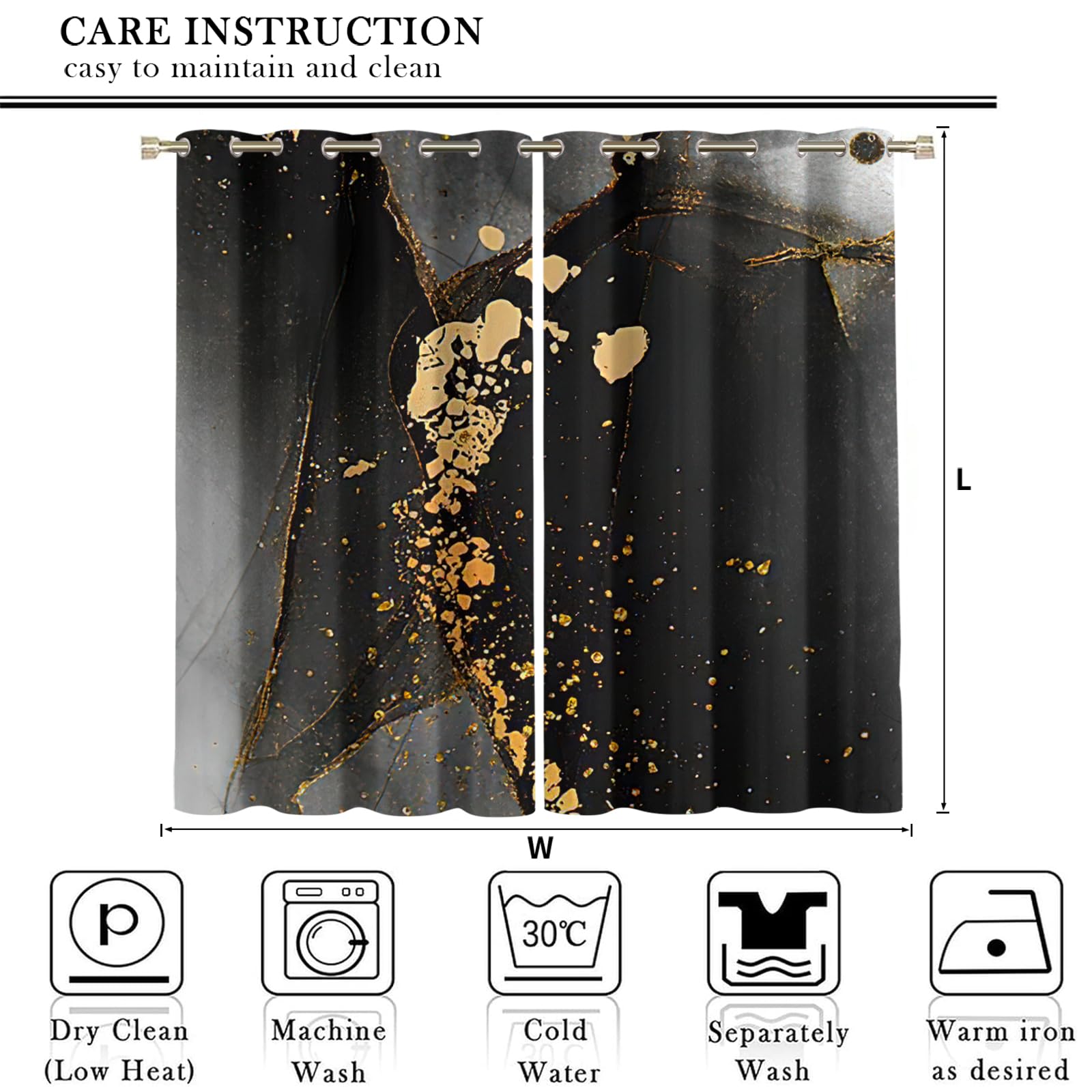 Verdunkelungsvorhänge 3D Schwarzgold Retro Luxus Vergoldete Textur Ösen Vorhang 2Er Set 234X230Cm Verdunkelungsvorhang Blickdicht Fenstergardinen Kinderzimmer Schlafzimmer Wohnzimmer Thermovorhang
