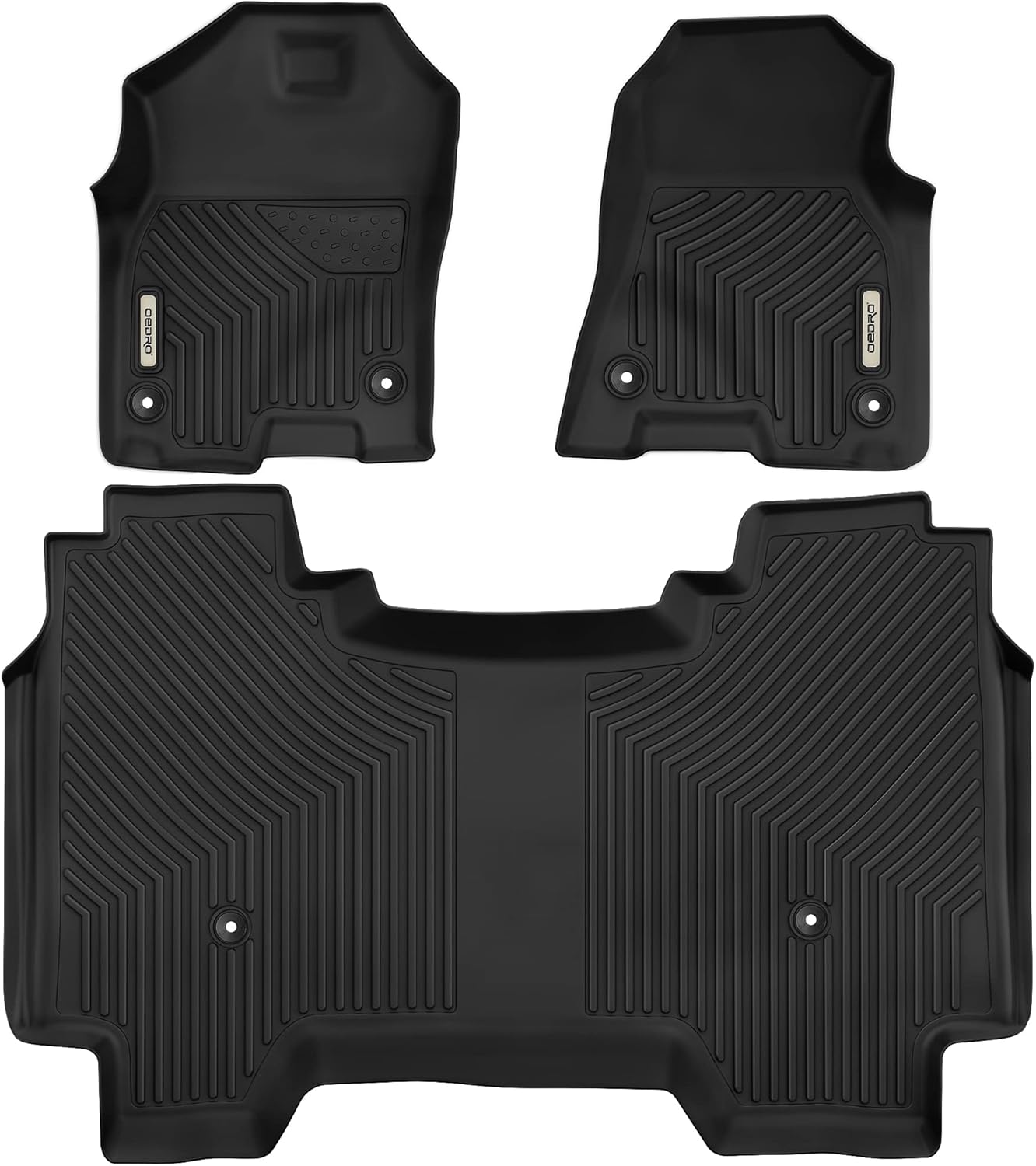 (only 2)OEDRO Floor Mats Custom Fit for 2019-2023 Dodge Ram 1500 Crew Cab (New Body), with 1st Row Bucket Seats, No Rear Under-seat Storage Box, Black TPE All-Weather Includes 1st, 2nd Row Full Set Liners