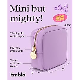 Embla Makeup Bag Travel Cosmetics Pouch and Toiletry Bag, Nylon Zipper Pouch Purse, Cute Make Up Organizer Storage Tote for Women Girls, Waterproof Travel Skincare Case, Small Makeup Bags,Grape
