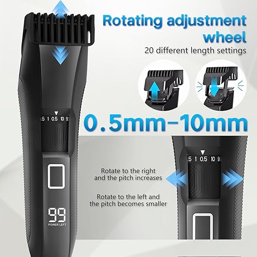 Miniatura 3 de Recortadora de barba para hombres, 20 longitudes ajustables, cortadora impermeable inalámbrica, hoja en T de acero inoxidable para recortar vello