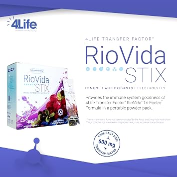 4Life - RioVida Stix - Immune Support Drink with Acai, Blueberry, Elderberry, Grape, Pomegranate, Electrolytes Powder - 15 Packets