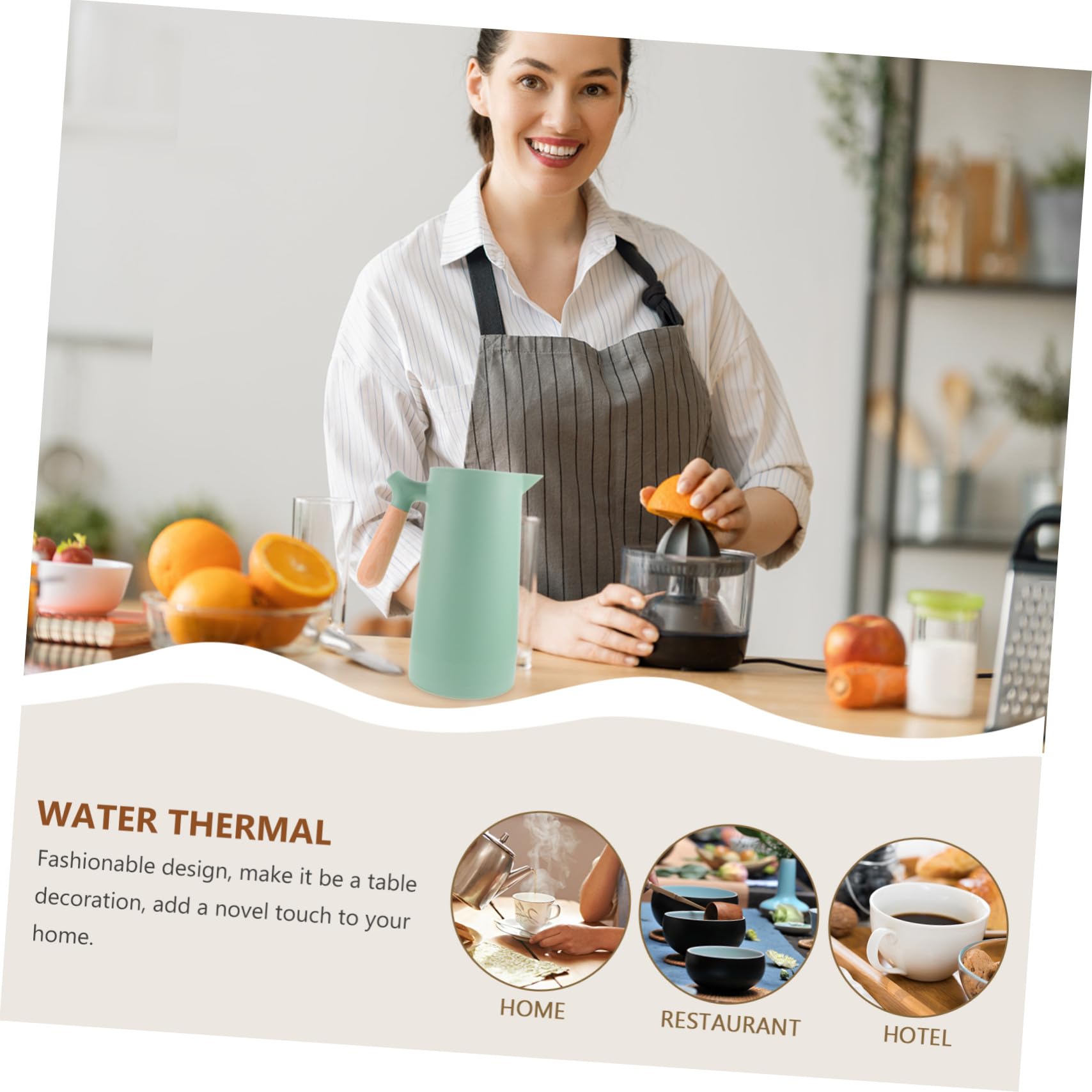 Isolierte Glas Wasserflasche mit Großem Fassungsvermögen Dicht und Tropfsicher mit Breitem Holzgriff Modisches Design für Tee und Heißgetränke im Haushalt