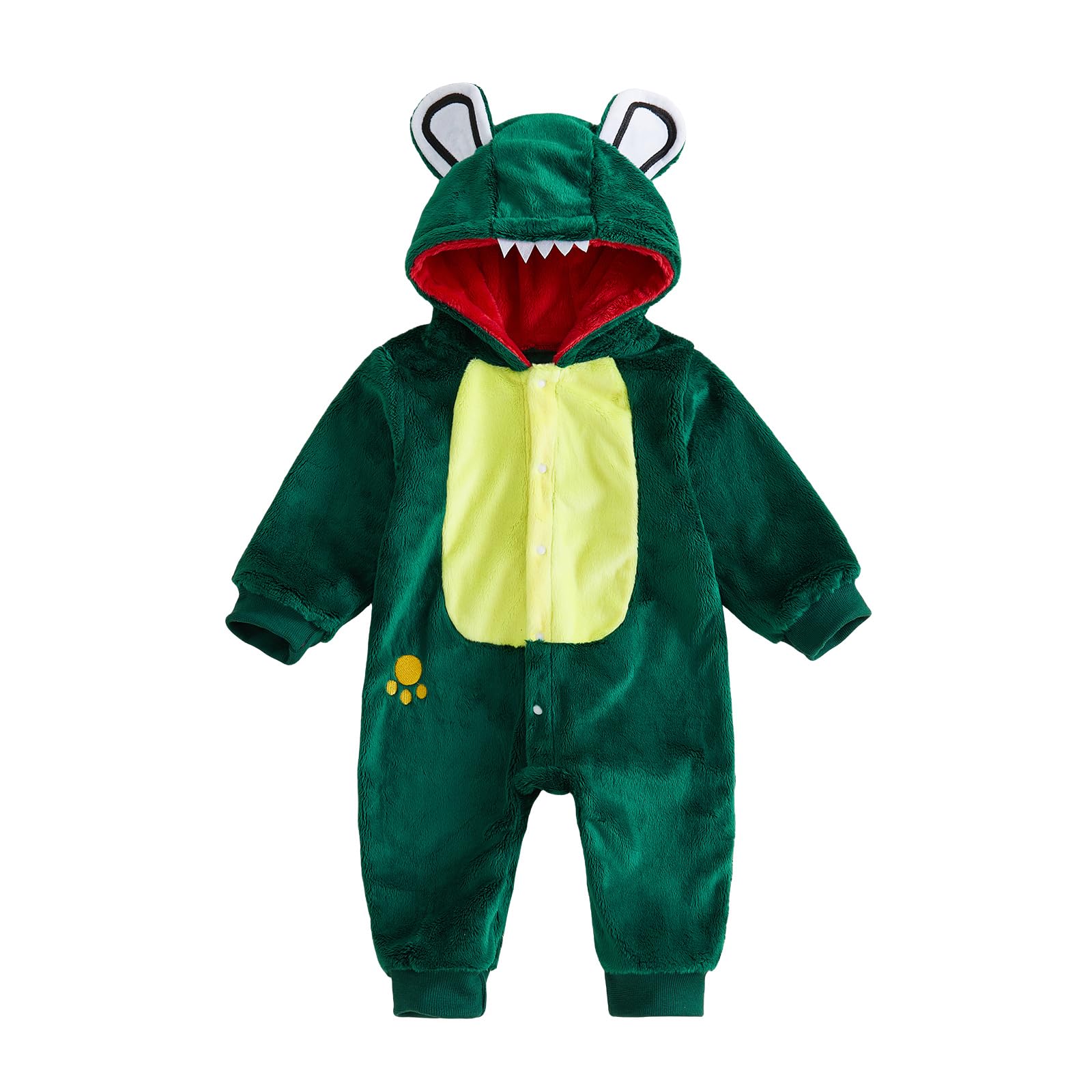 JJshengyixi Infant Fleece Jumpsuit Cartoon Winter Outfits Baby Rompers (Green, 12-18 Months) โ image 1