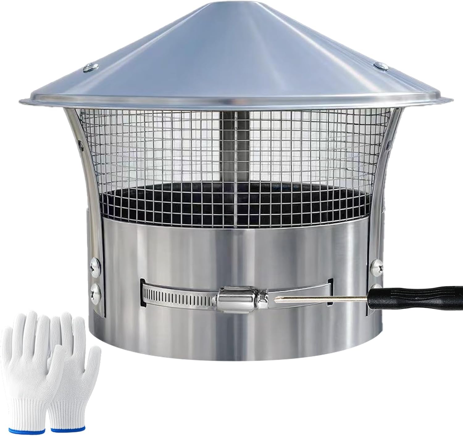 Rust-Proof 8 inch Chimney Cap -Adjustable Stainless Steel Chimney Cover with Dense Mesh, Blocks Leaves & Small Animals, Easy Install Silver Mobile Home Chimney Cap for Outside Use