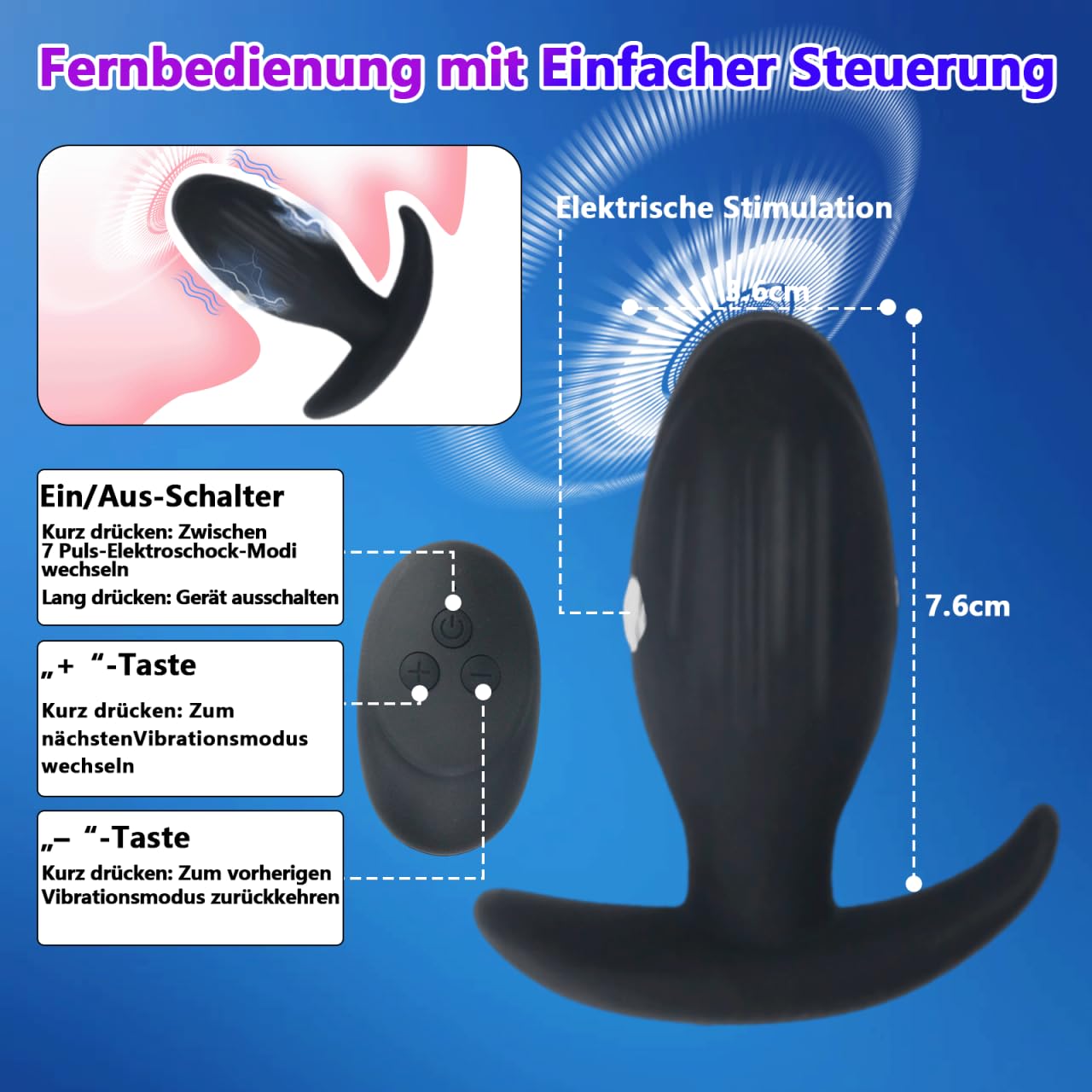 Vibratore Anale Elettrostimolatore Plug Anale Plug Anale-dilatatore Uomo Electro Sex Dildo Anal per Massaggio per il Massaggio della Prostata Vibratore con Stimolazione Elettrica con Telecomando