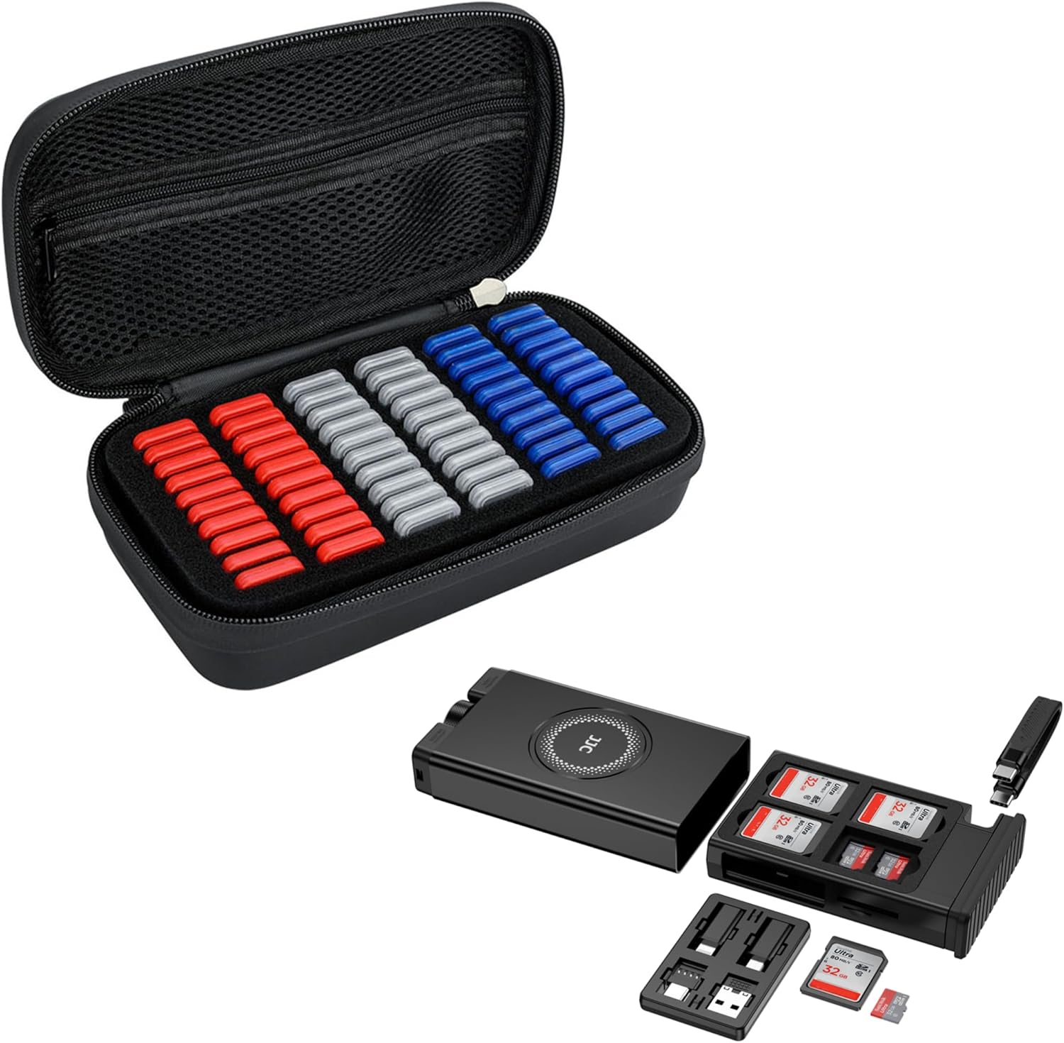 Card Case + Card Reader：EVA TF Card Case with Memory Card Reader Case