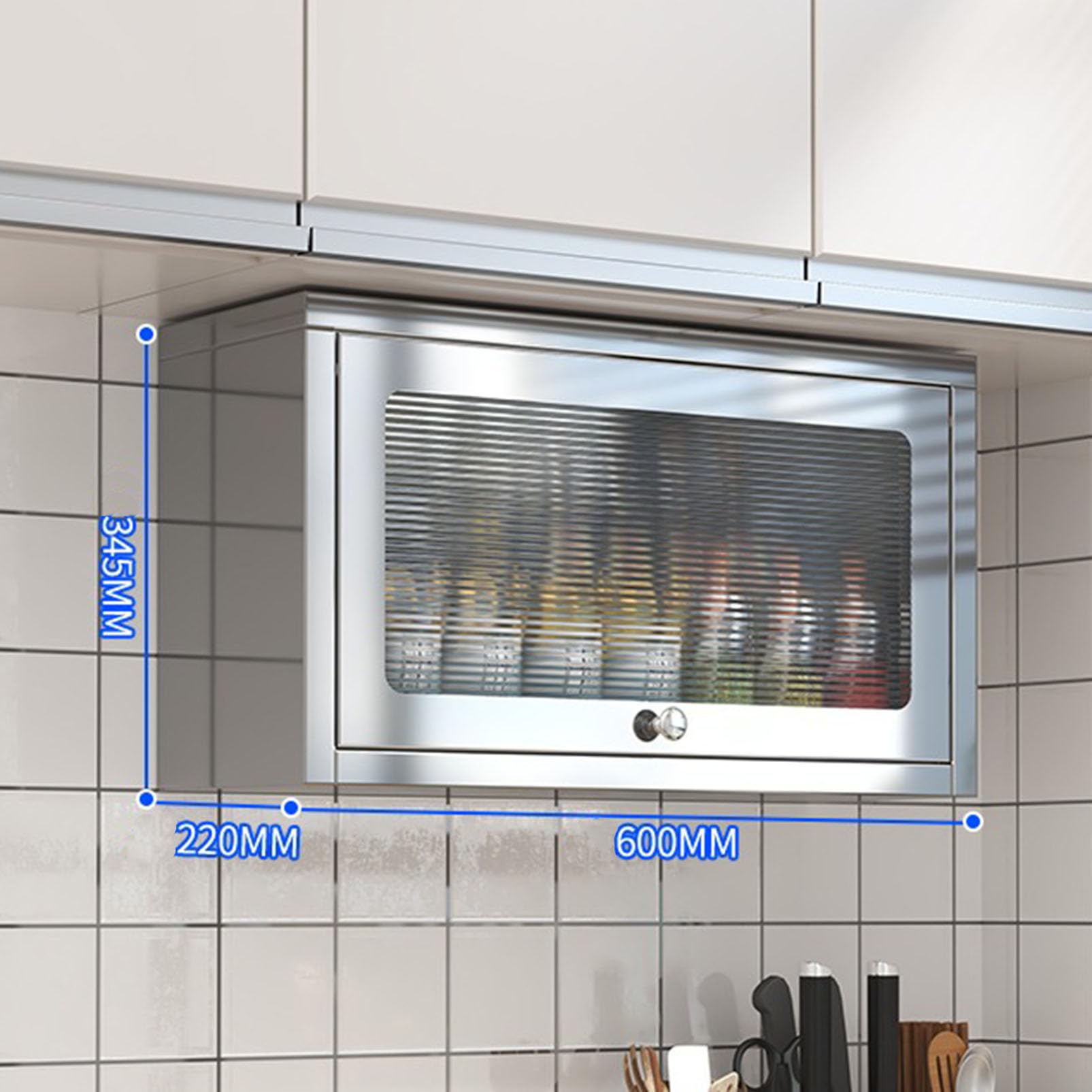Armadietto da parete in acciaio inox con anta ribaltabile, armadio da cucina salvaspazio, scaffale versatile per garage, ripostiglio, ristorante e mense, design durevole e moderno