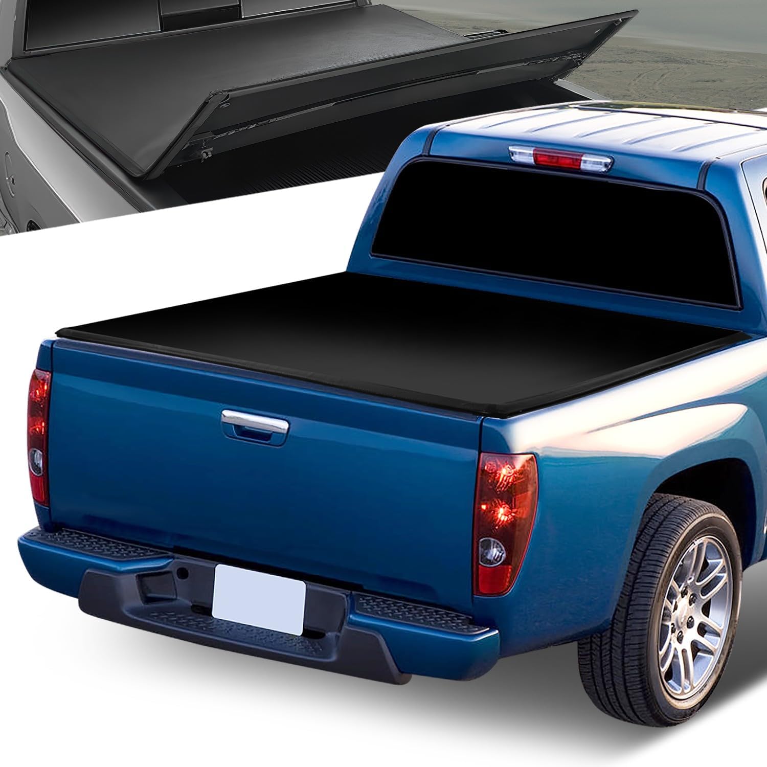 Pickup Truck Tri-Fold Soft Folding Tonneau Cover Compatible with 04-12 Chevy/GMC Colorado Canyon 6 ft. Fleetside Bed CAAP-TRISOFT-041-TTC