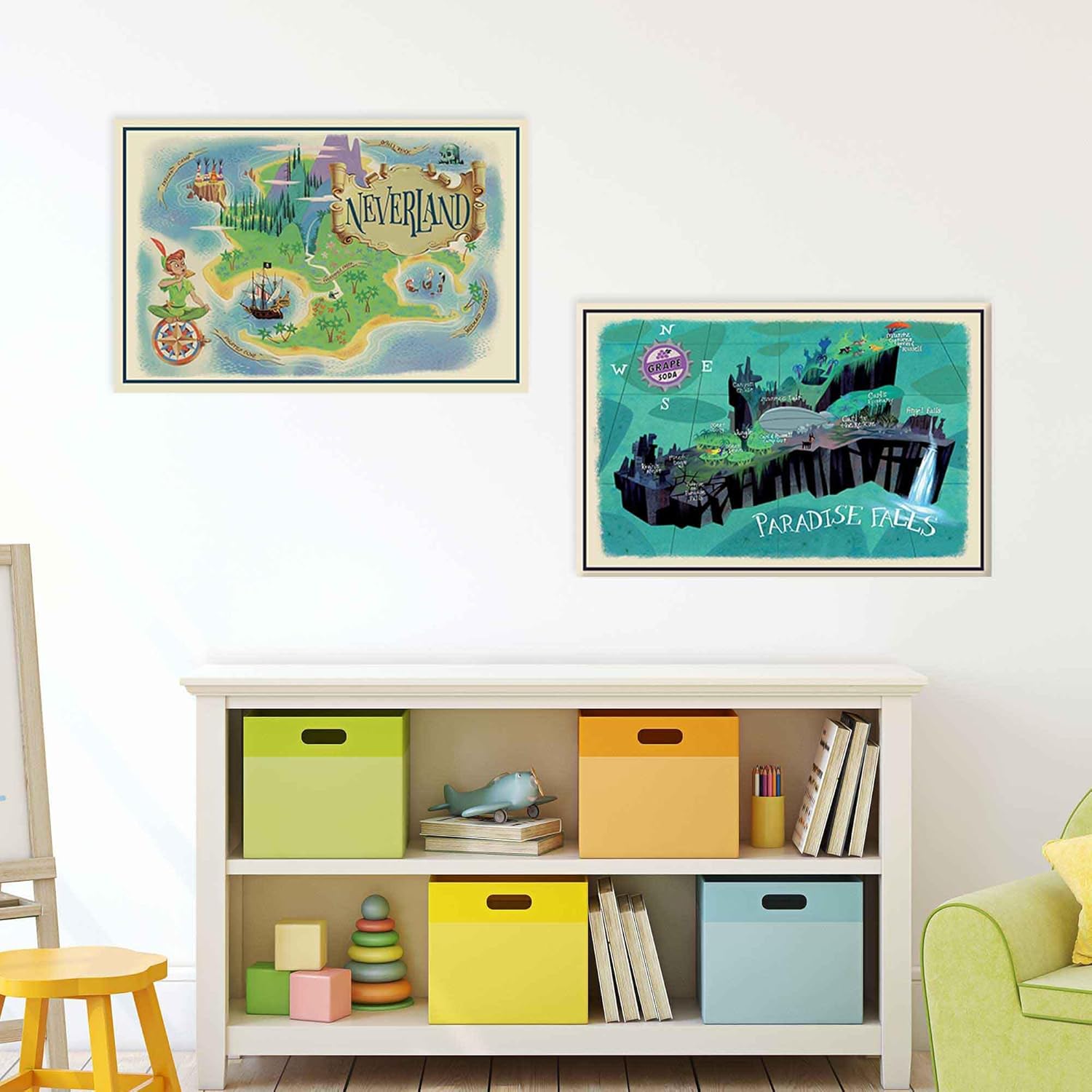 Open Road Brands Disney Peter Pan Neverland Map - Large Peter Pan Wall Decor for Kids' Bedroom, Play Room or Nursery