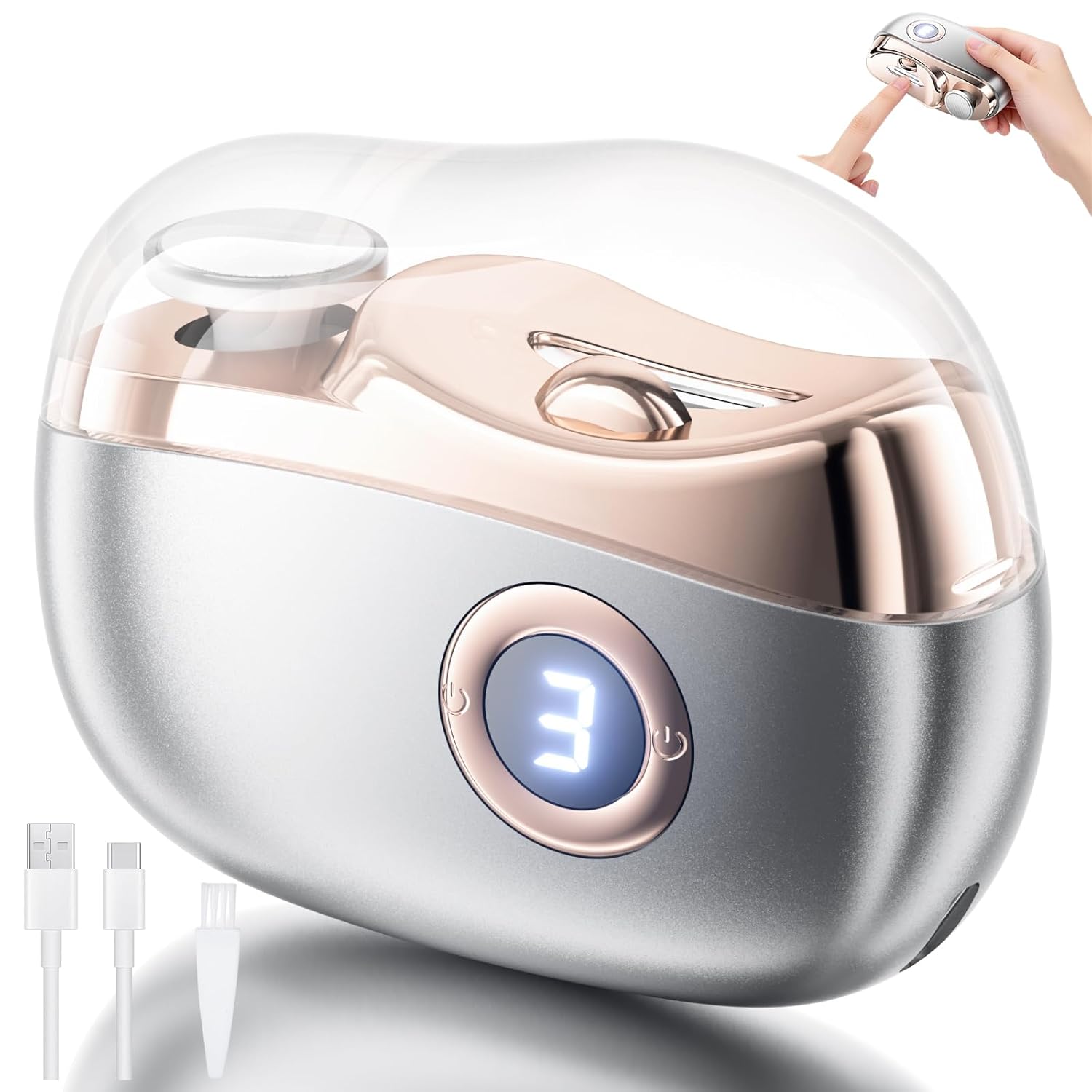 Electric Nail Clippers, 2 in1 Smart Toenail Clippers with File&Nail Trimmer, Polishing for Fingers and Toes, Rechargeable Fingernail Grinder with 3 Speeds for Senior Adults Baby Caregivers, SpaceGray