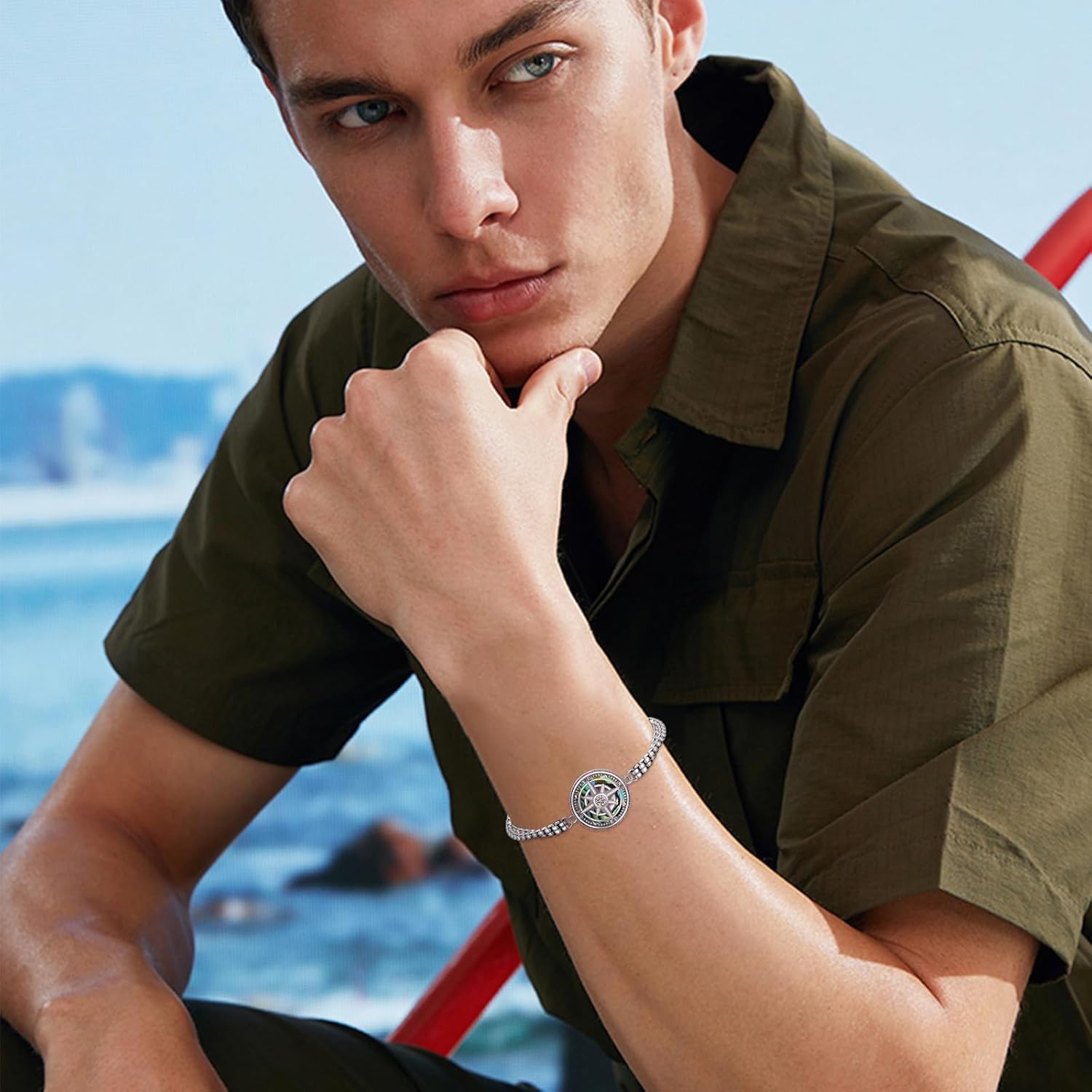 Compass Bracelet for Men and Women 925 Sterling Silver Celtic Compass Jewelry Travel, Adventure, Journey Bracelet Graduation and Traveler Gifts with 7+2 Inch Stainless Steel Chain - Image 2