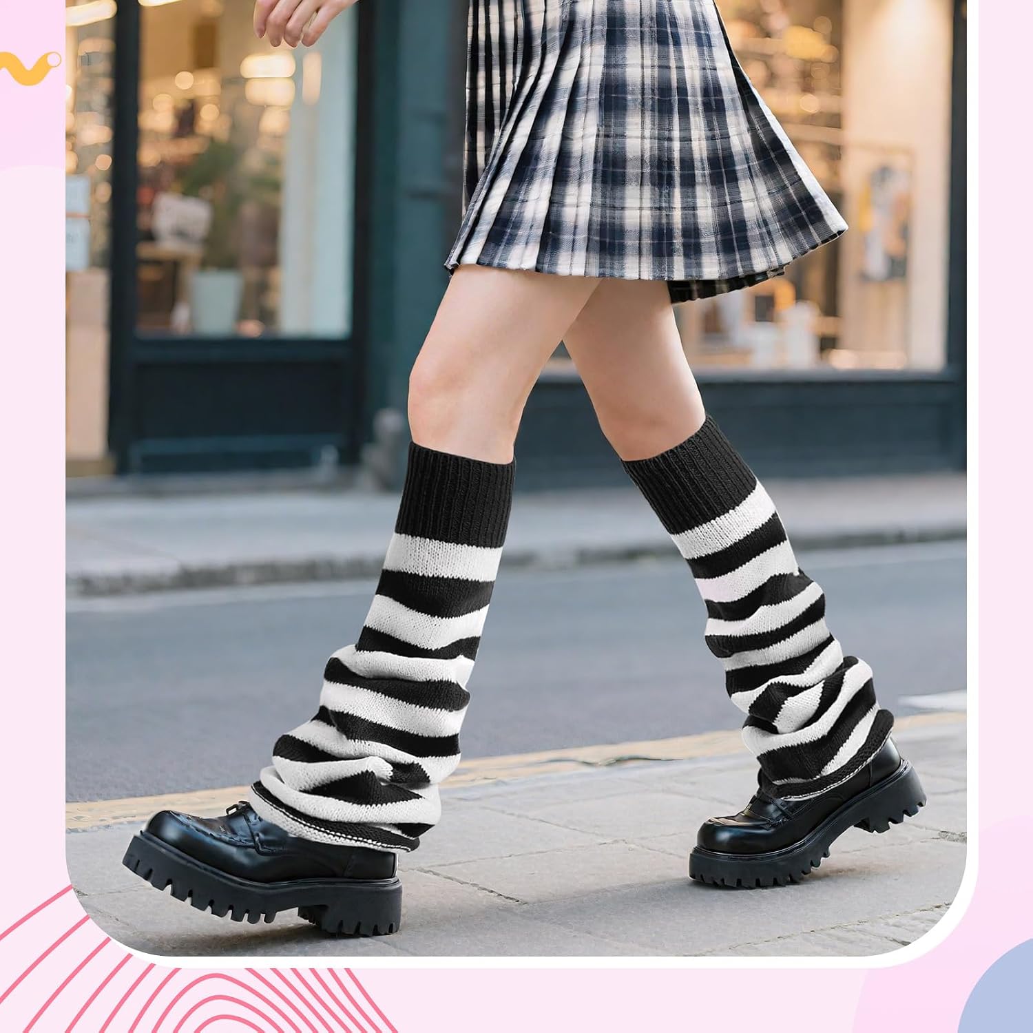 Geyoga Leg Warmers for Women Y2K Harajuku Leg Sleeves Long Kawaii Knit Socks Gothic Lolita Halloween Cosplay Party Accessory