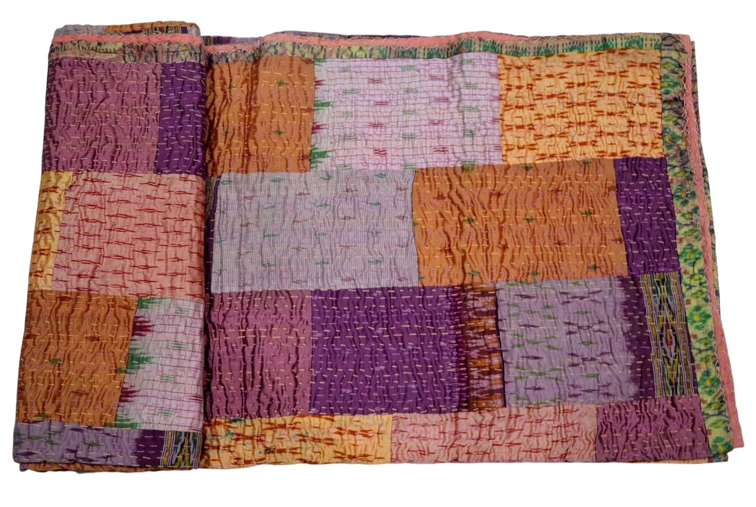 trapunta in stile indiano - trapunta estiva patchwork - trapunte vintage doppie dimensioni - coperte tradizionali - coperta kantha - trapunta indiana patchwork