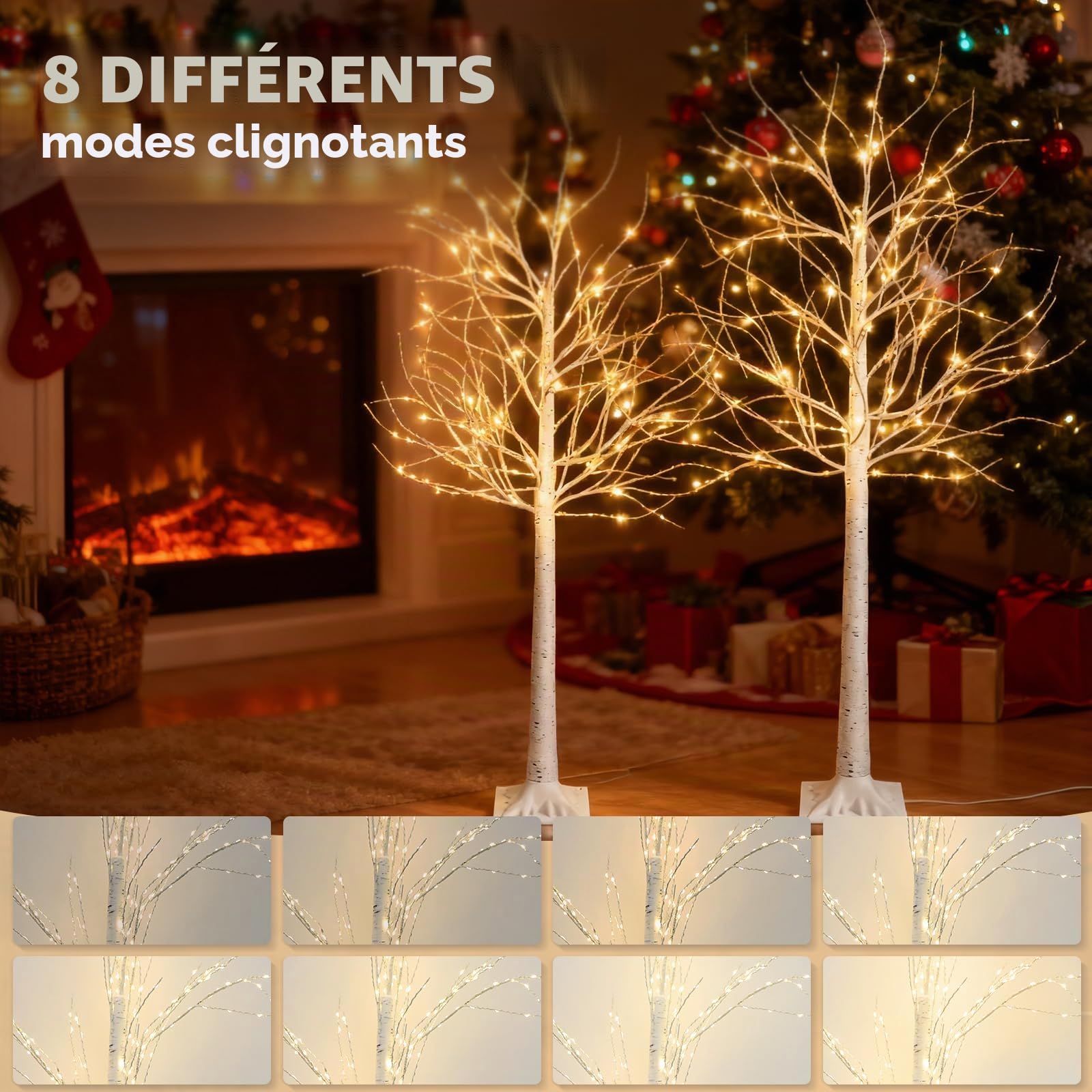Arbre de décoration Artificiel avec lumière, 1,5 m + 1,8 m