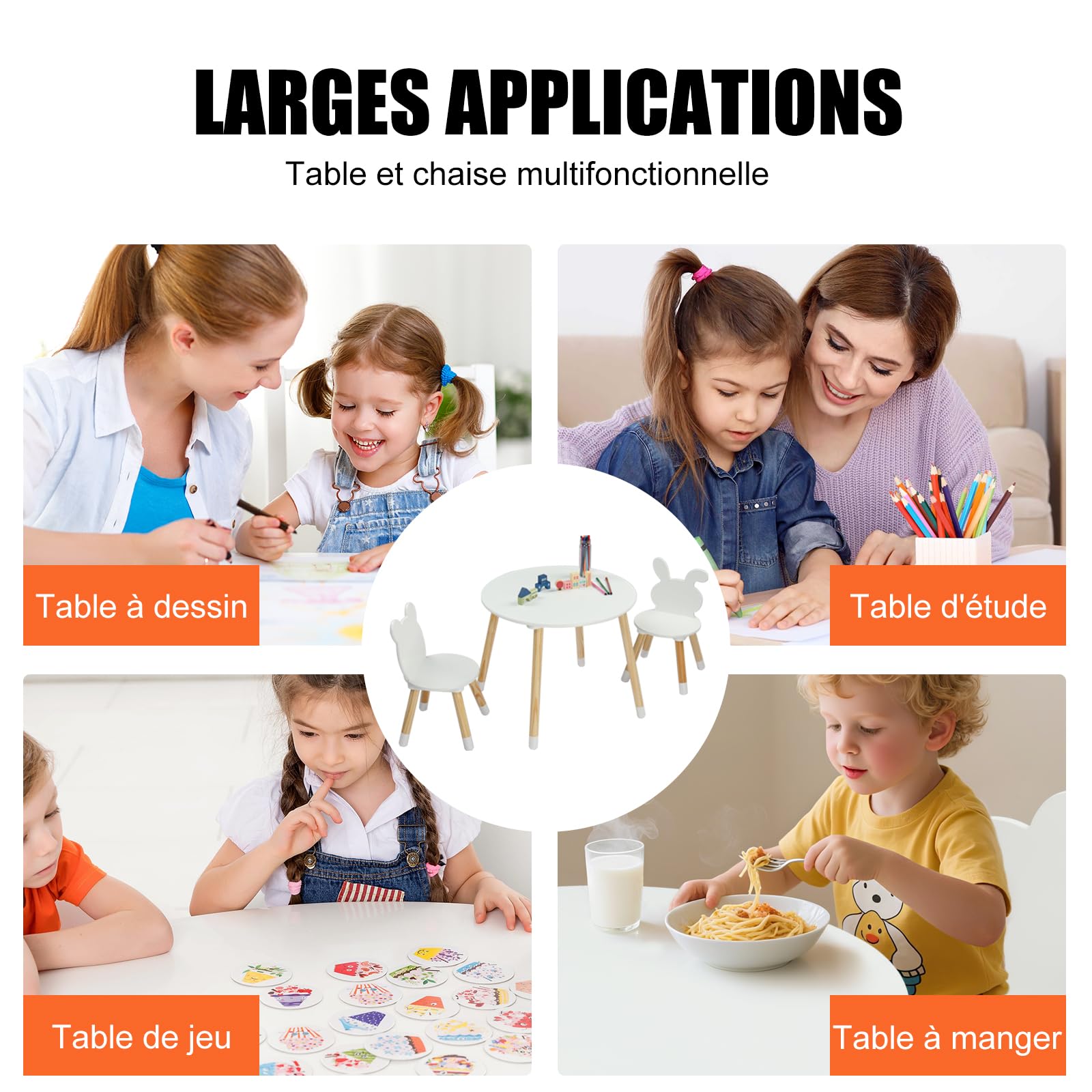 LEADZM Table pour Enfant avec Chaise, Table et 2 Chaises pour Enfants en