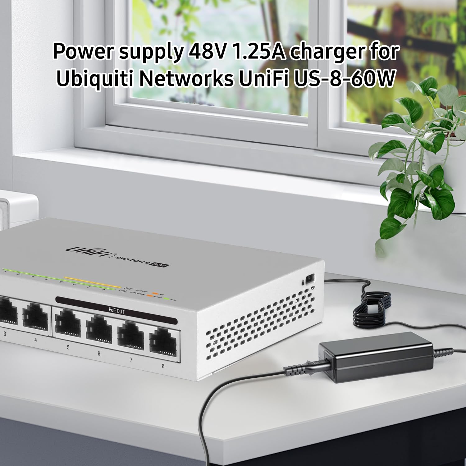 TAIFU 48V Alimentatore Caricatore per Ubiquiti Networks UniFi US-8-60W USW-Ultra-60W Switch Ethernet Gigabit PoE gestito a 8 Porte da 60W UI.com US8-60W US860W US-860W Alimentazione Caricabatterie