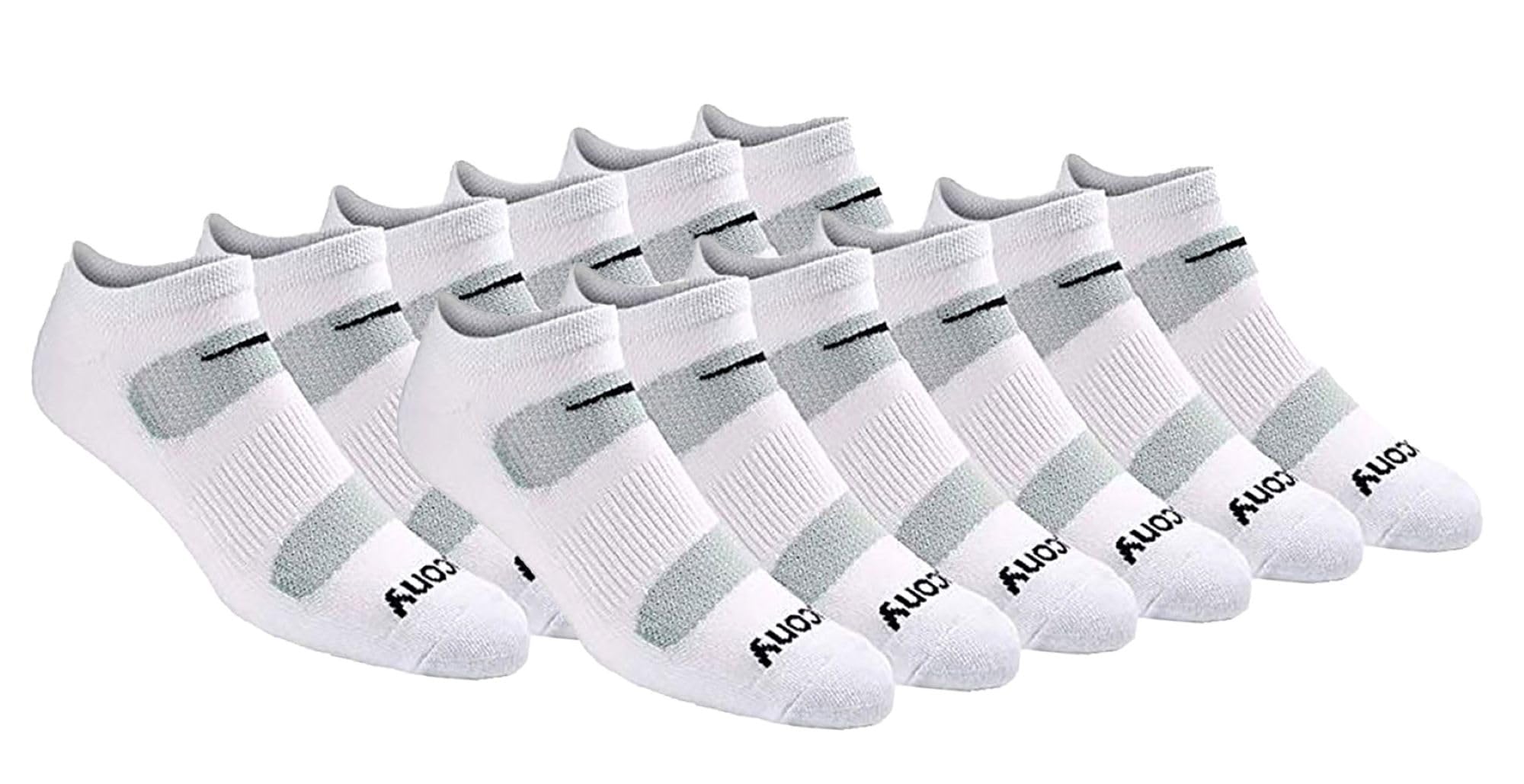 Saucony Men's RunDry Mesh Ventilating Comfort Fit Performance No-Show Socks, Available in M-XXL (6, 12, 18 Pairs)