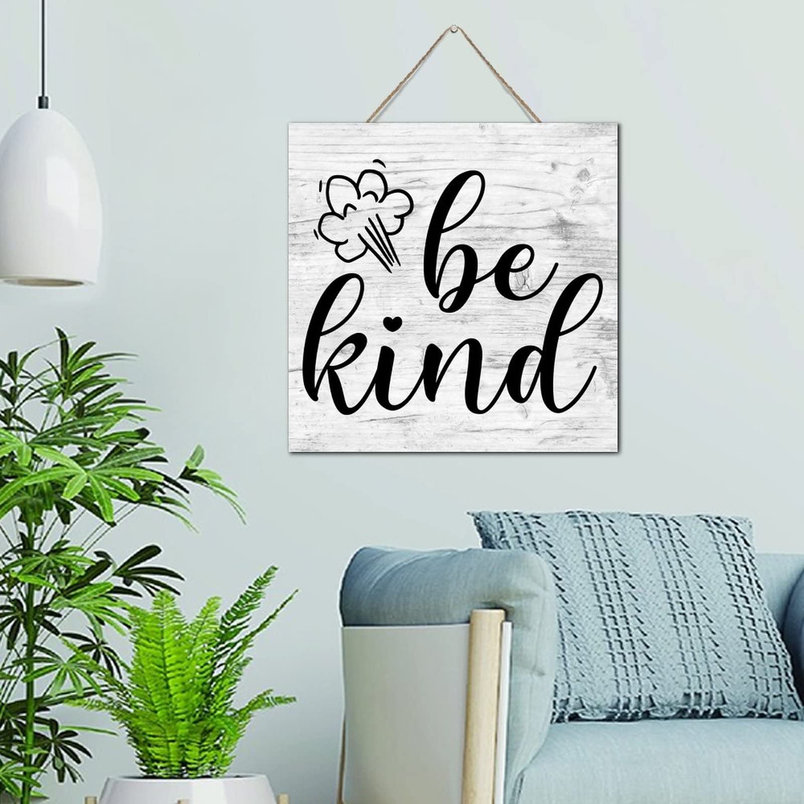 Plaque en bois vieilli Be Kind de haute qualité pour maison cosy