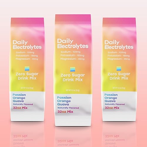 Miniatura 3 de Mezcla de bebida con electrolitos de sal rosa sin azúcar (paquete de 30, guayaba naranja pasión)
