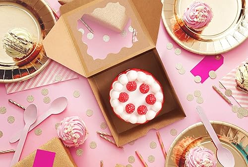 Miniatura 2 de Wei Long Cajas para pasteles de 6 x 6 x 3 pulgadas, cajas de panadería con ventana, 18 unidades, mini cajas para galletas, cajas pasteles para