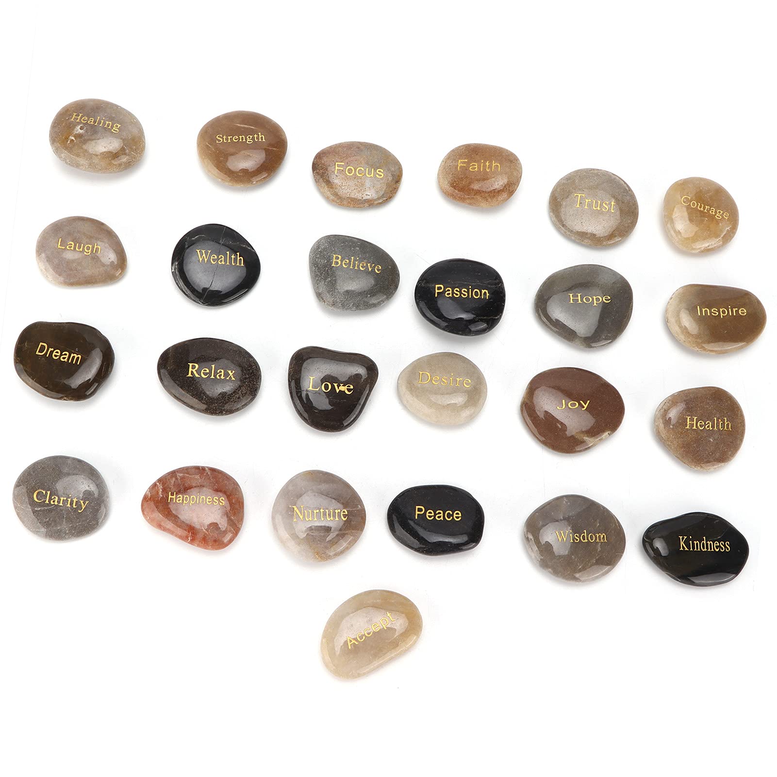 Ciottoli Pietre naturali lucide per lettere Piccole rocce decorative ornamentali di fiume per la meditazione divinatoria