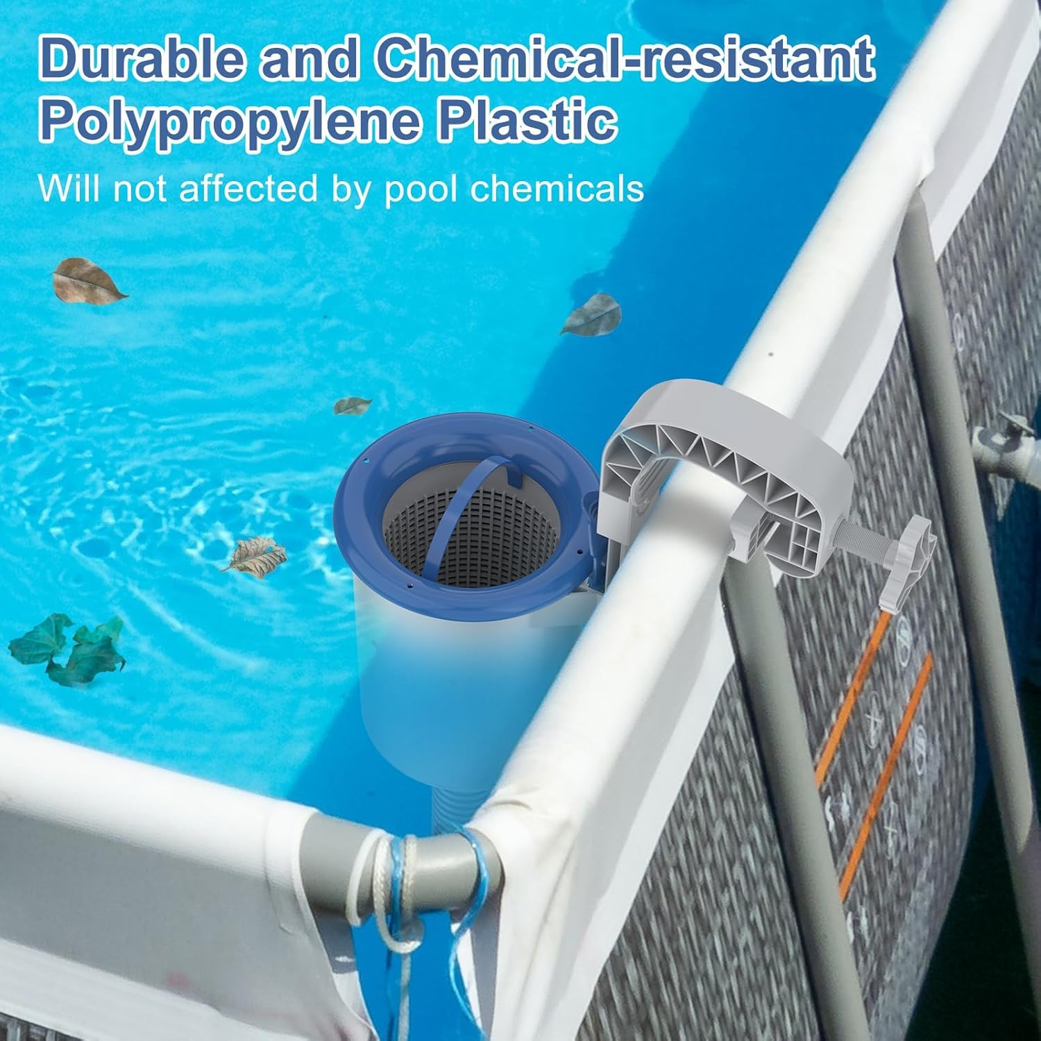 POOLAZA Skimmer Piscine Hors Sol – Panier Amovible, Hauteur Réglable | Support piscine gonflable, tubulaire et métal, panier amovible, installation sans perçage, pompe ≥800 GPH