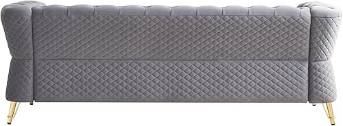 Miniatura 6 de KEIKI Sofá capitoné Chesterfield de terciopelo de 87 pulgadas con cojines de espuma de alta densidad, sofá de 3 plazas estilo moderno con decoración
