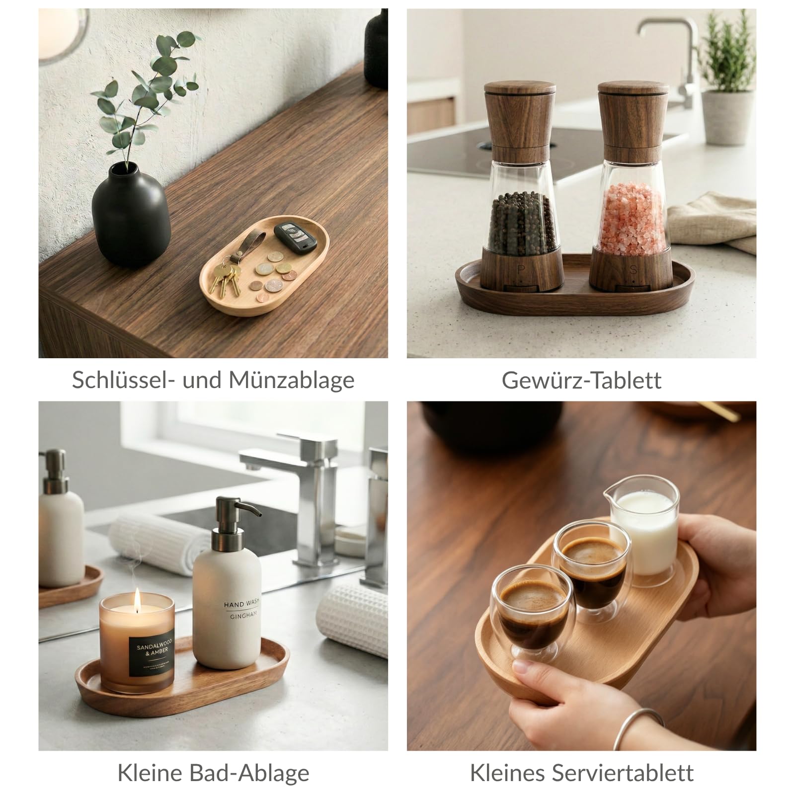 Vandroop Mini Tablett Holz Kleines Serviertablett, Oval Deko Tablett  20x12cm, Servierteller Holztablett fr Salz- und Pfefferstreuer, fr  Kaffee, Tee (Buchen Holz - 1 Stck) : Amazon.de: Kche, Haushalt & Wohnen