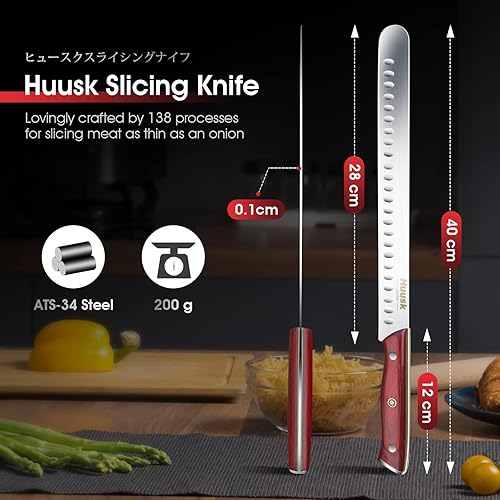 Miniatura 5 de Huusk Cuchillo de pechuga de 11 pulgadas, cuchillos para cortar carne, cuchillos afilados de barbacoa para carnes, costillas, asados, regalos para