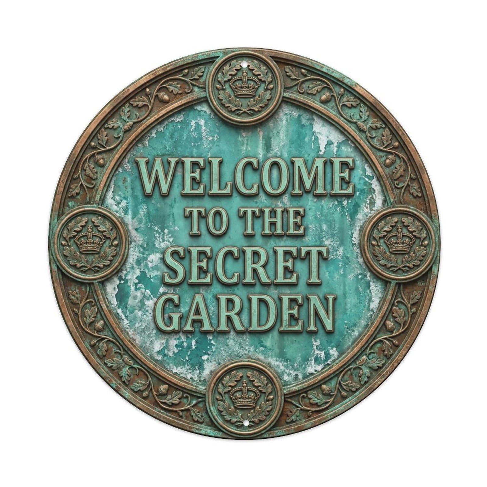 Vintage Welcome Secret Garden Floral Heritage Metal Tin Sign