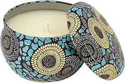 Vela Aromática de Limão Siciliano 130ml – Cera de Coco, Artesanal, Lata Metálica com Estampa de Mandala – Vela Perfumada