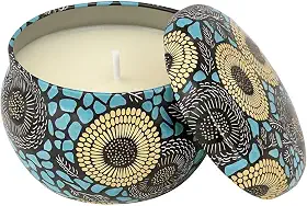 Vela Aromática de Limão Siciliano 130ml – Cera de Coco, Artesanal, Lata Metálica com Estampa de Mandala – Vela Perfumada