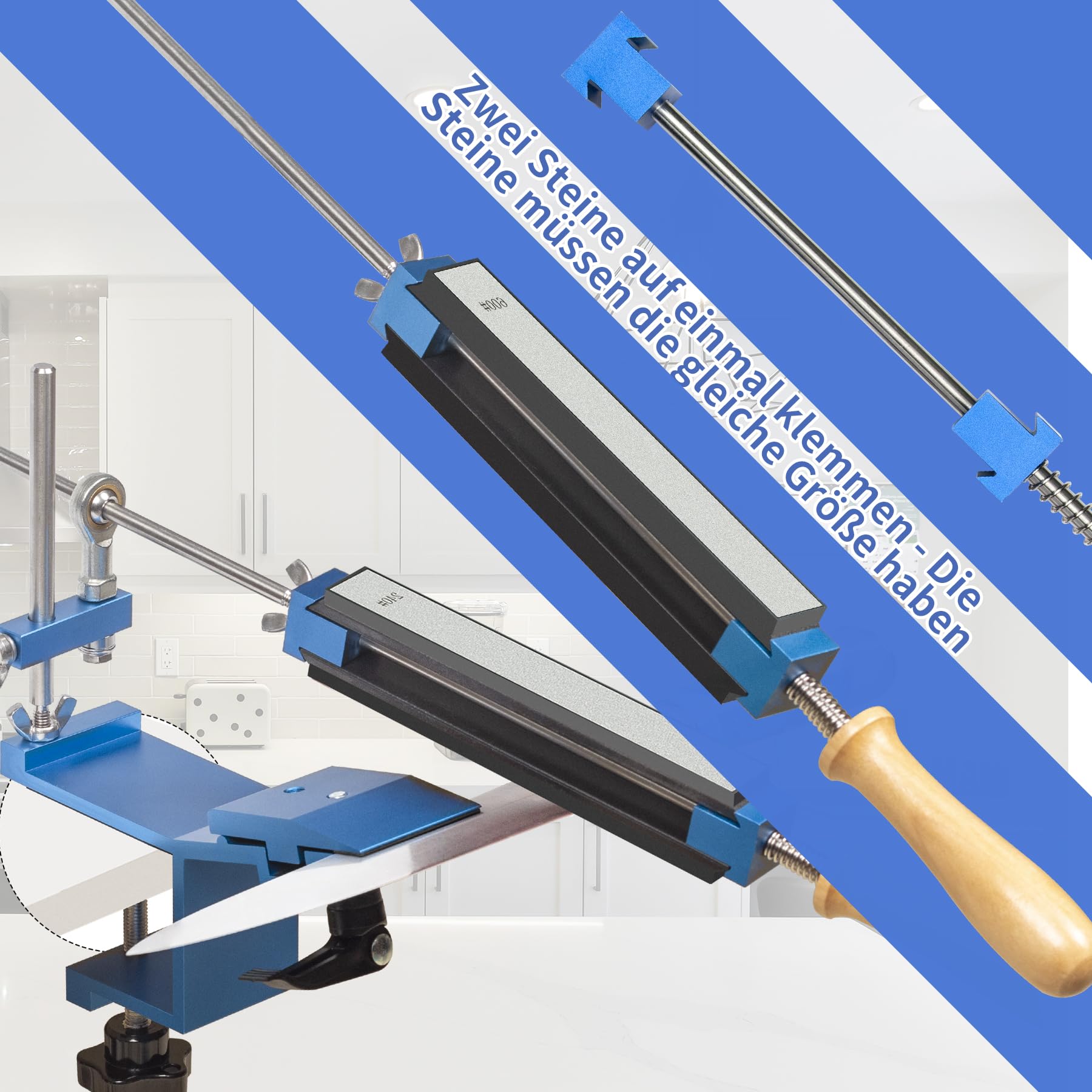 CWOVRS Messerschärfer Profi, Professioneller Messerschärfer mit Schnellspann-Design, Festwinkel Messerschärfsystem Kit Schleifmittel-Haltesystem für Feinschleif-Polierwerkzeug, 9+1