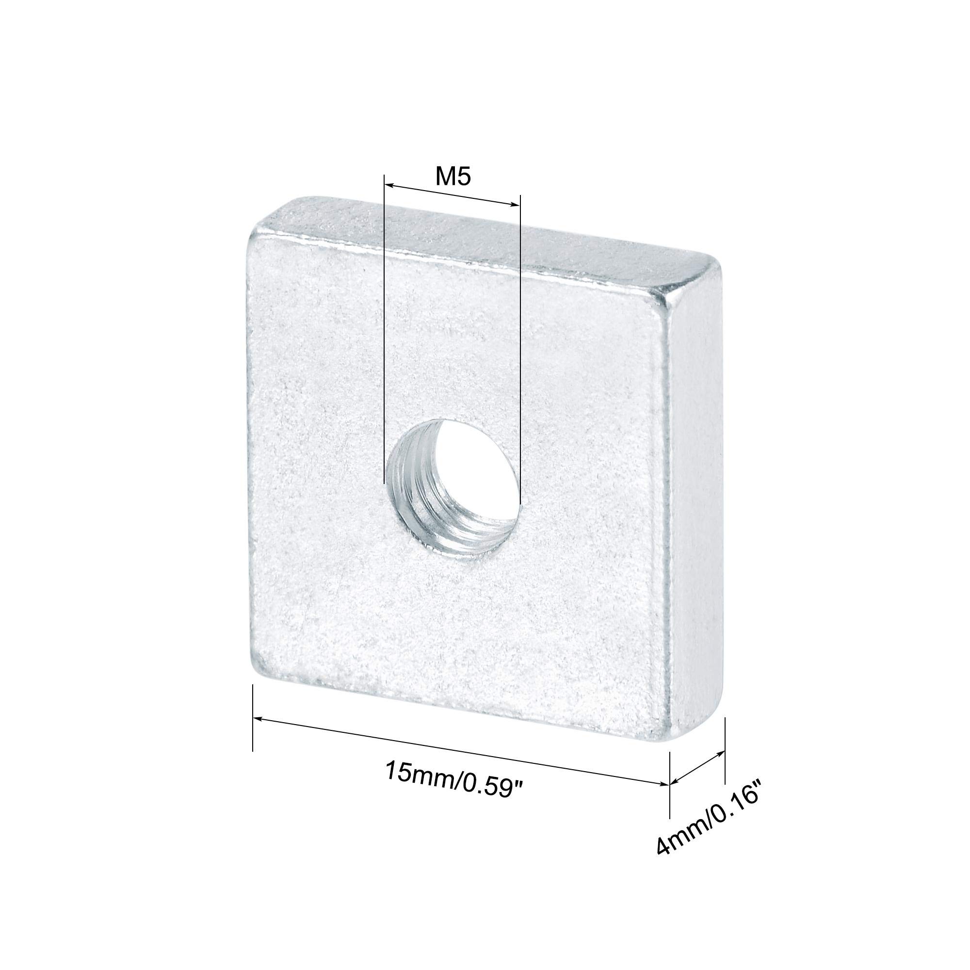 Square Nuts, M4x9mmx3mm Zinc-Plated Metric Coarse Thread Assortment Kit 25pcs - View #4